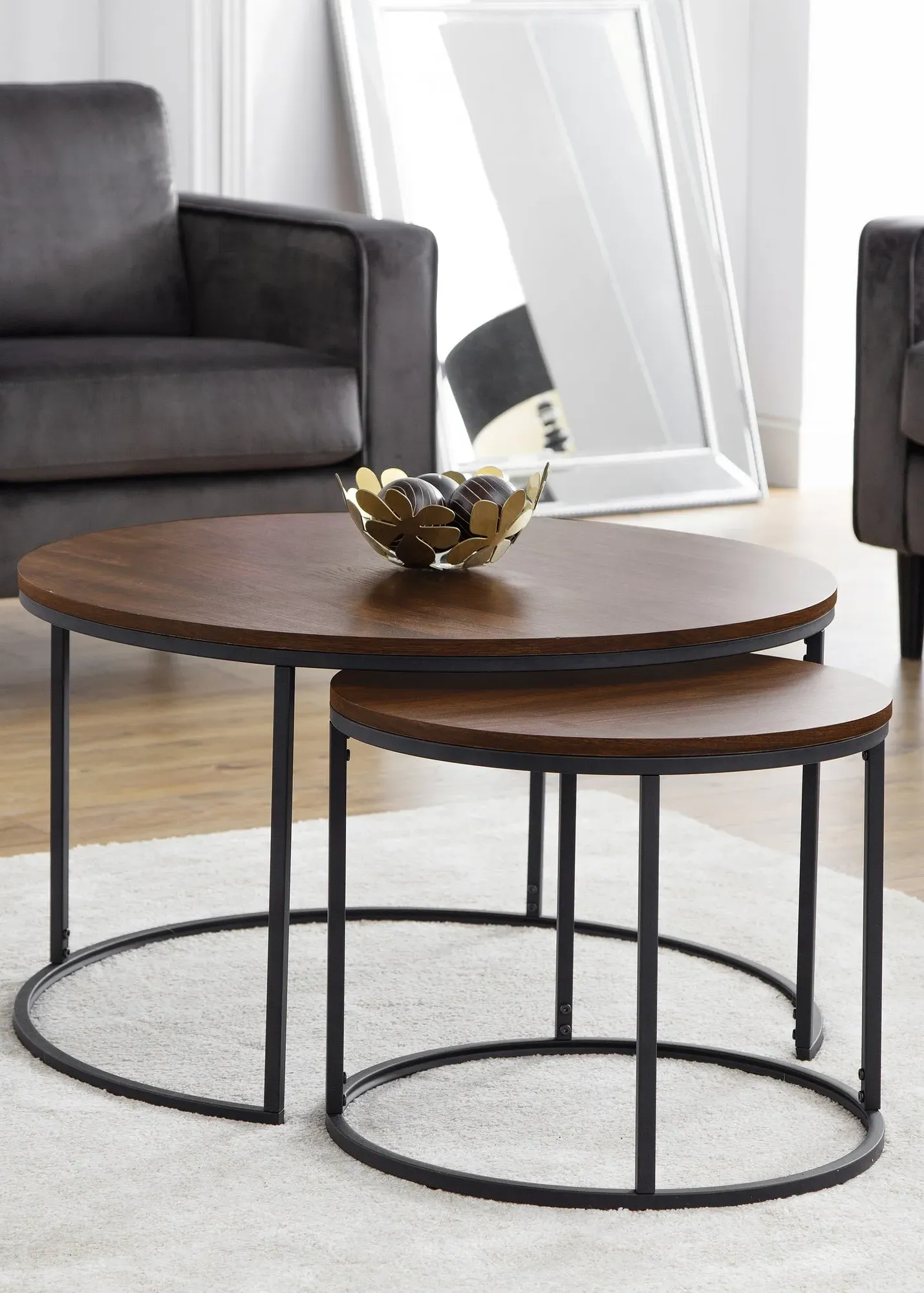 Bellini Round Nesting Coffee Table - Brown, MDF product