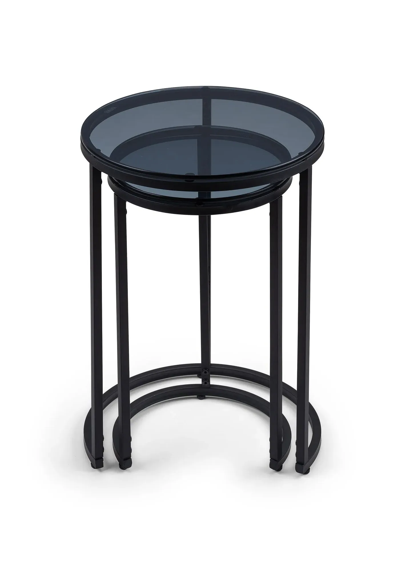 Chicago Round Nesting Side Tables - Black, Smoked Glass product