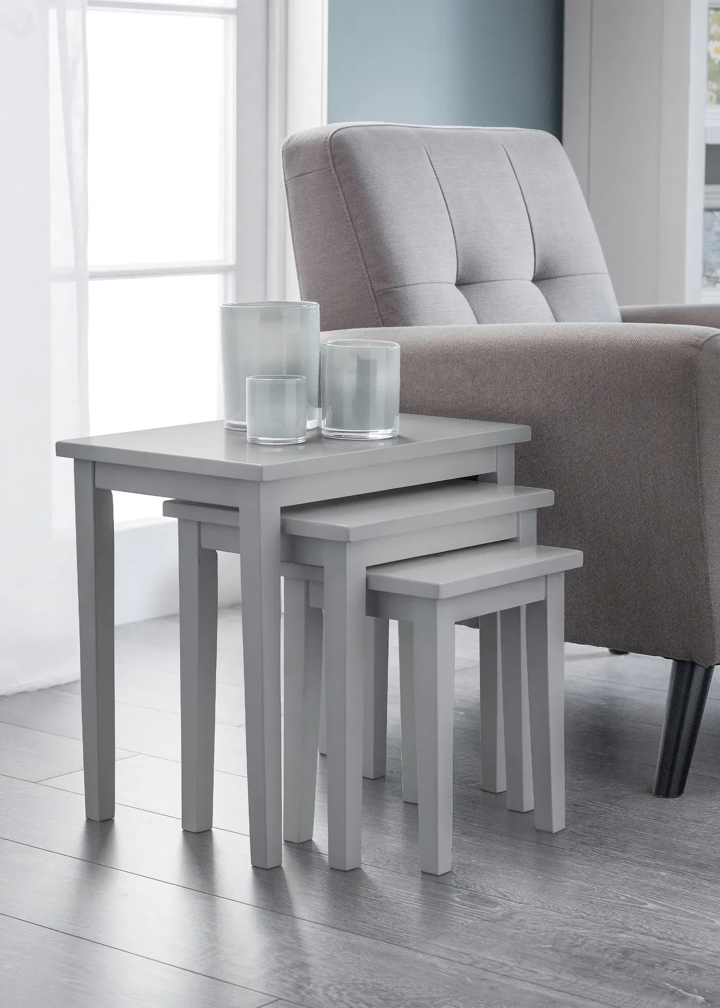 Cleo Nest of Tables - Grey, Solid Malaysian Hardwood product