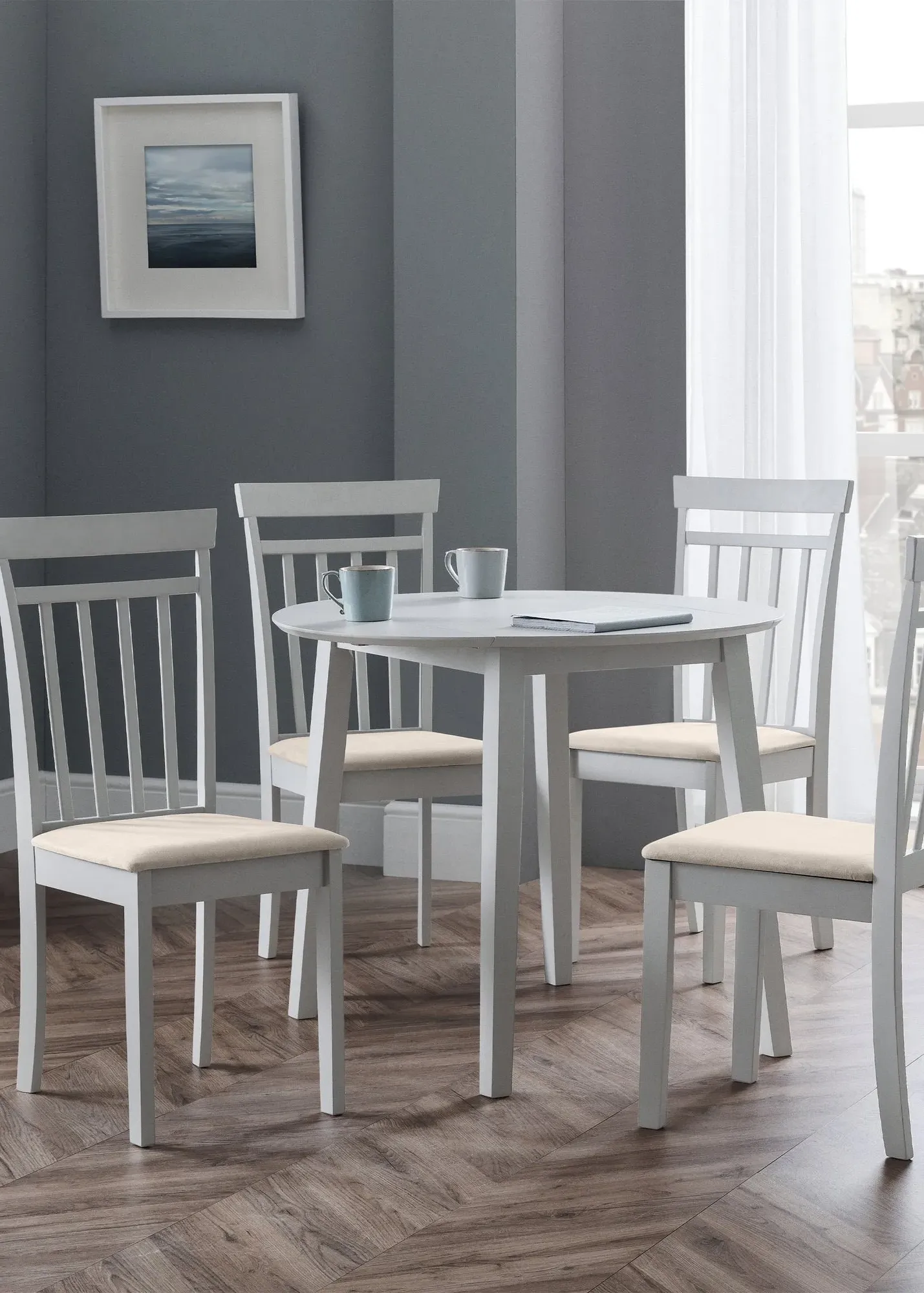 Coast Round Dropleaf Dining Table - Grey, Lacquered MDF product