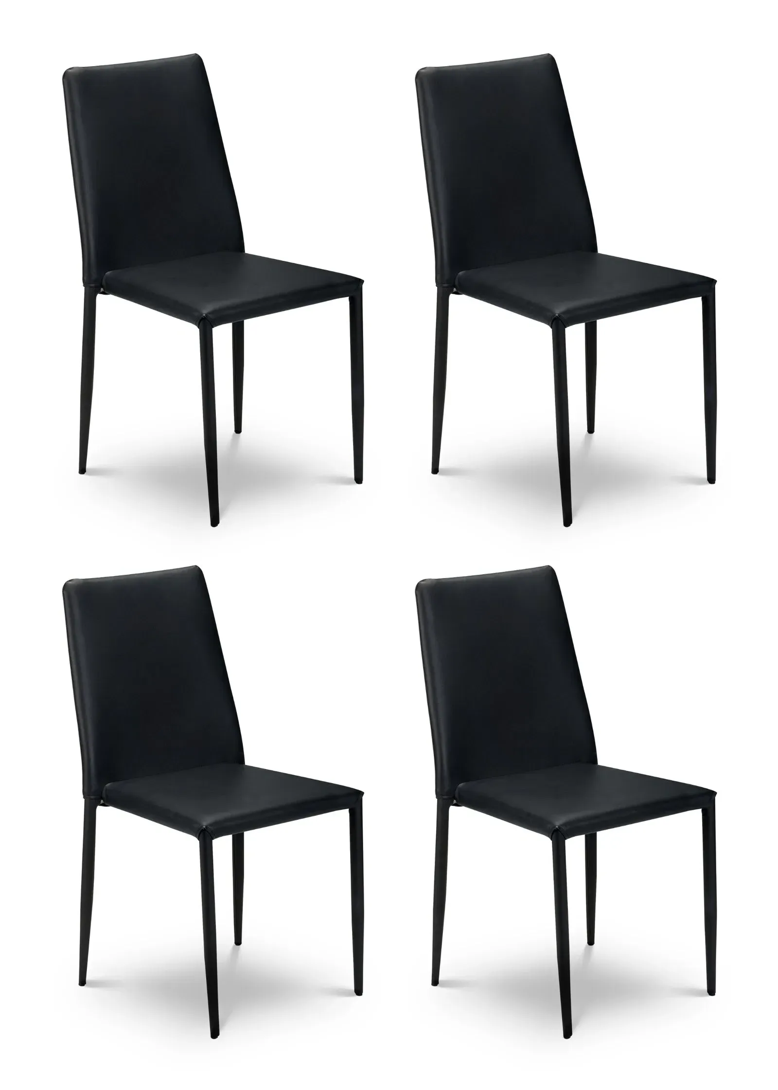 Jazz Set of 4 Stackable Chairs - Black, Faux Leather product