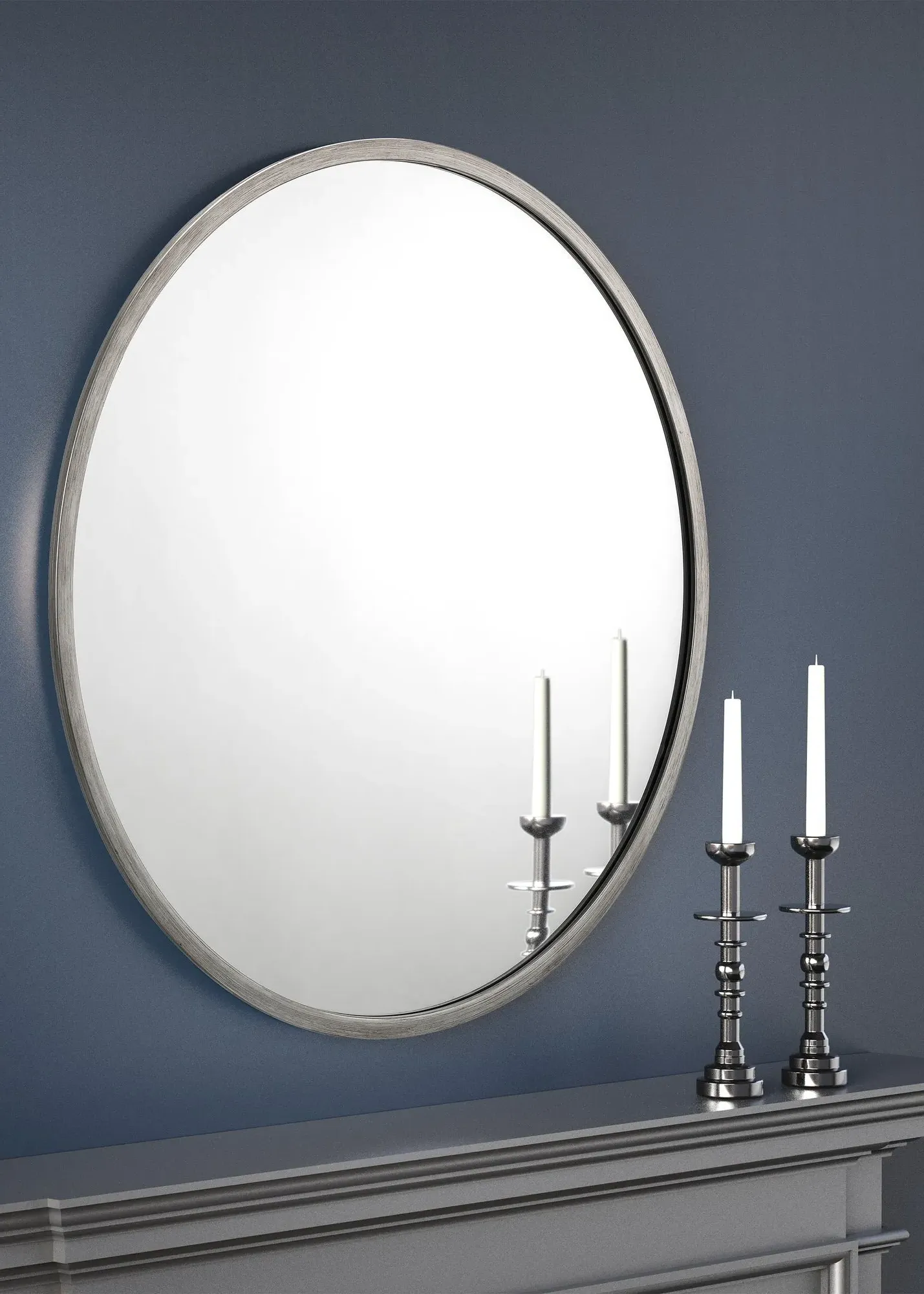 Octave Round Wall Mirror - Grey, Pewter product