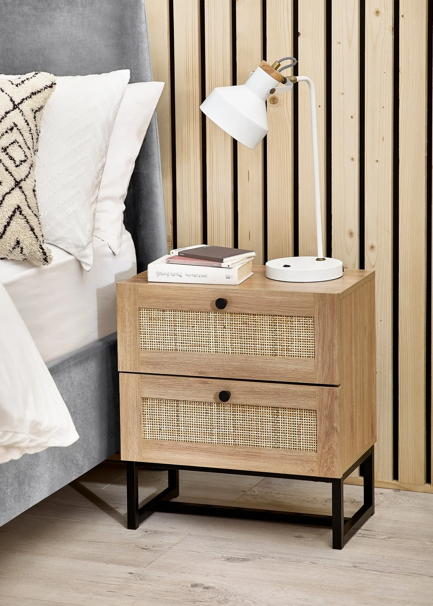 Padstow 2 Drawer Bedside Table - Brown, Melamine product