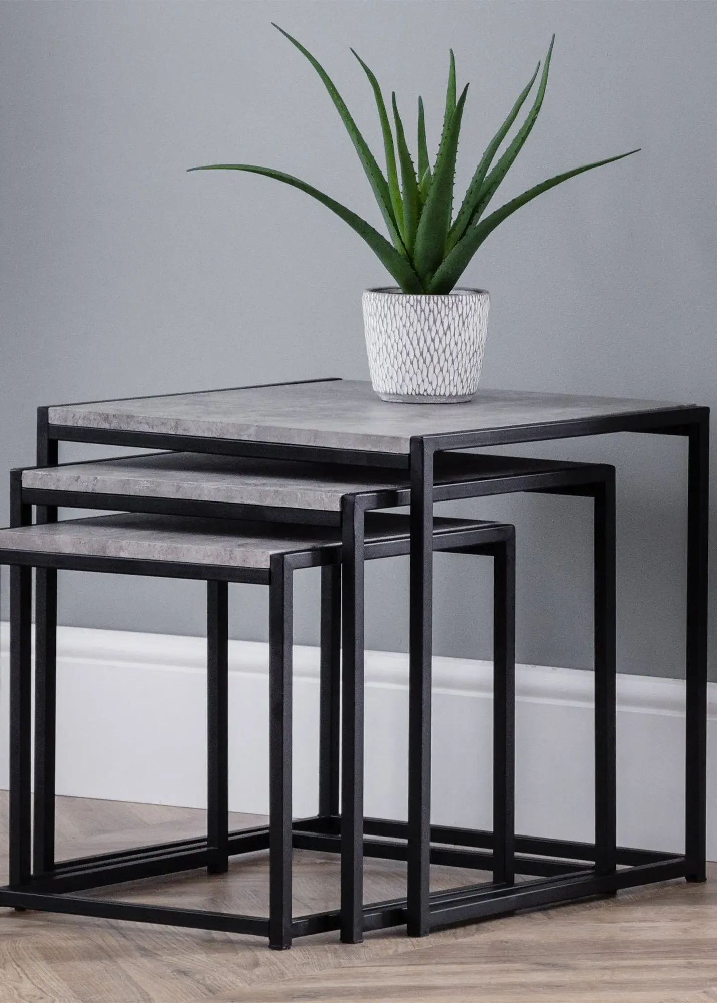 Staten Nest of 3 Coffee Tables - Grey, MDF product