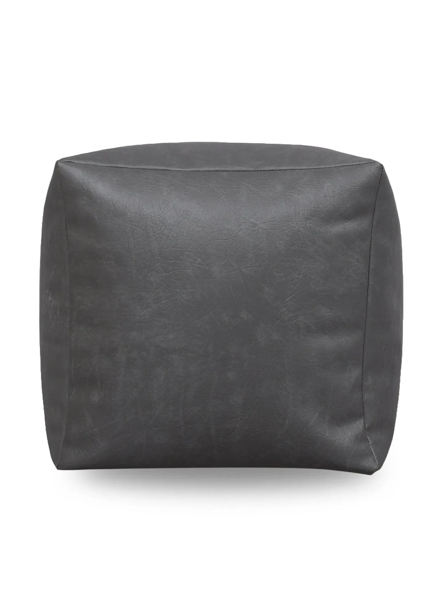 Faux Leather Cube Pouffe - Grey product