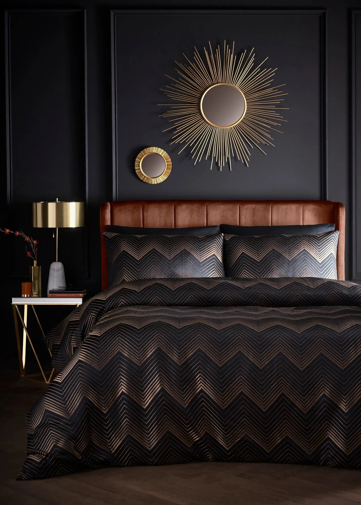 Cocktail Double Reversible Duvet Cover Set - Black, Polyester product