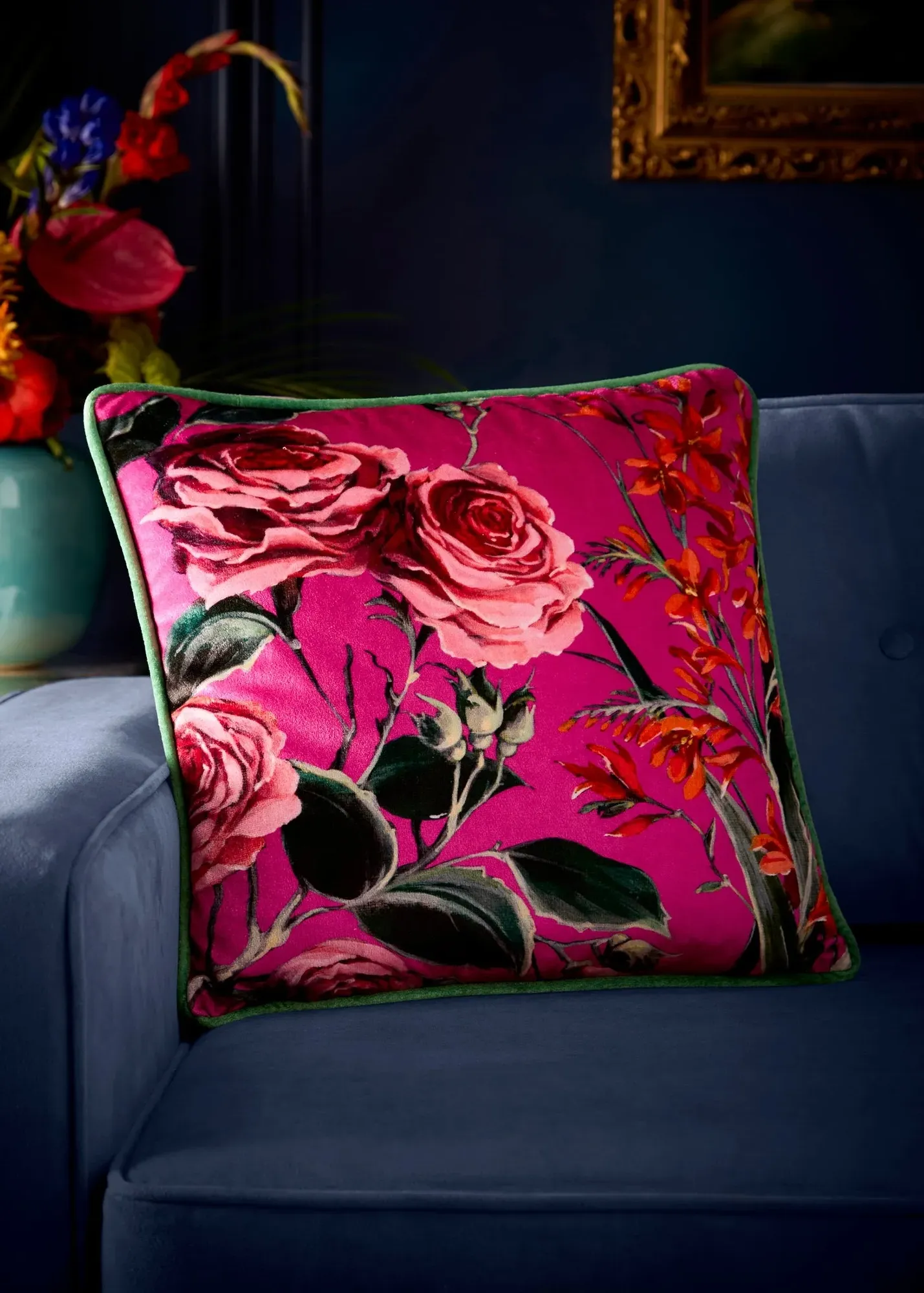 Fantasia Dawn Square Filled Cushion - Pink, Velvet product