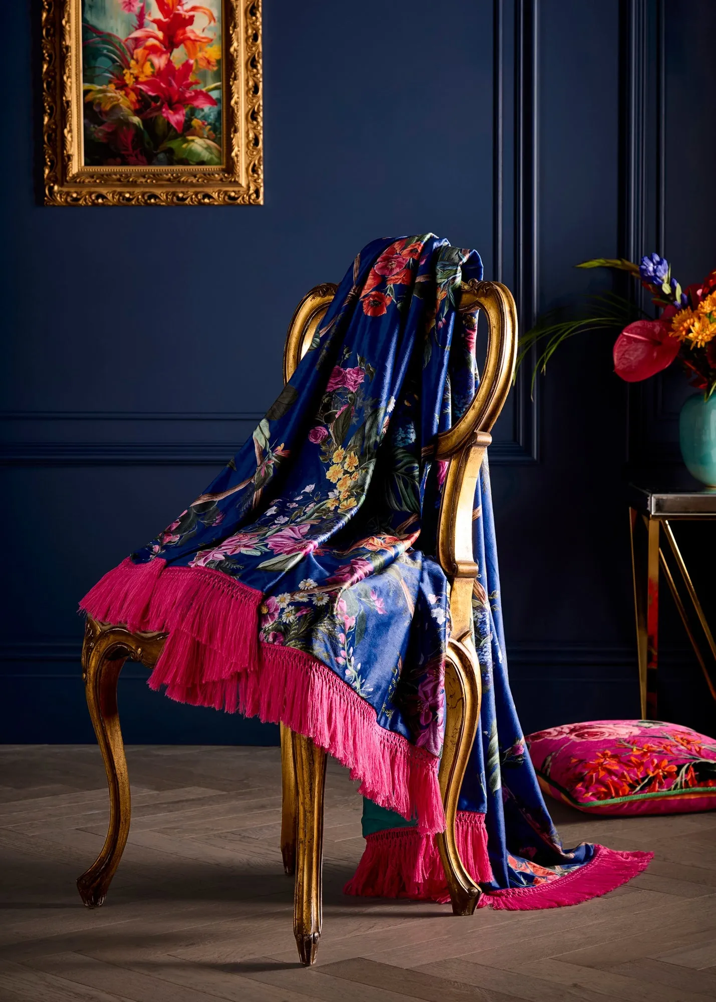 Fantasia Velvet Throw - Navy, Polyester product