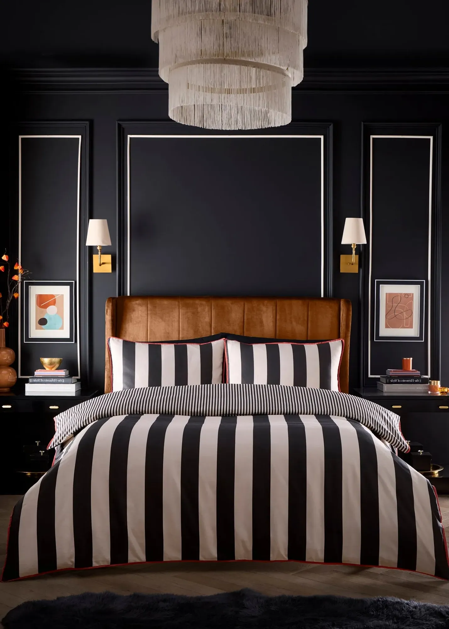 Festivo Circus Stripe Double Duvet Cover Set - Black product