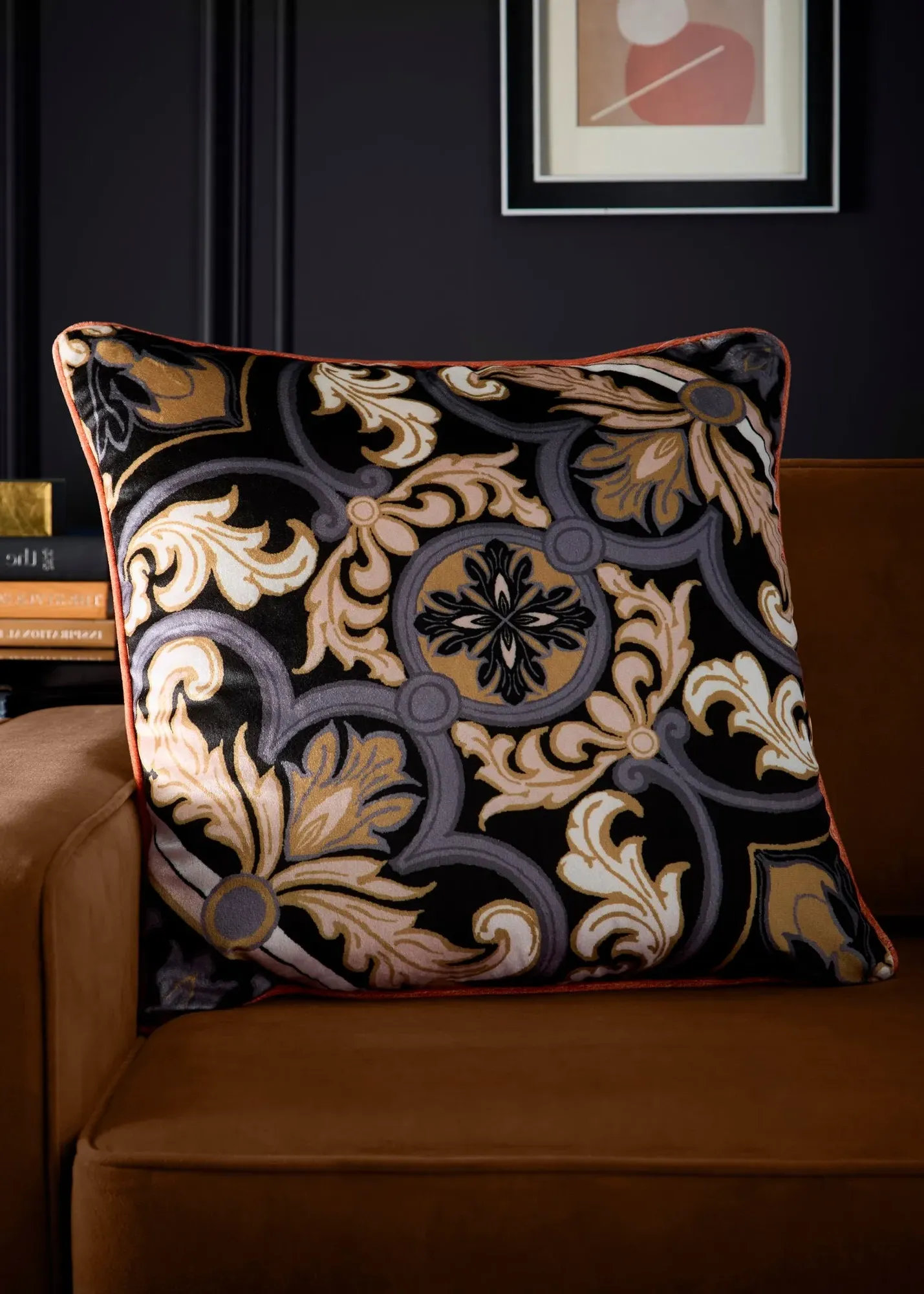 Festivo Filled Cushion - Black, Velvet product
