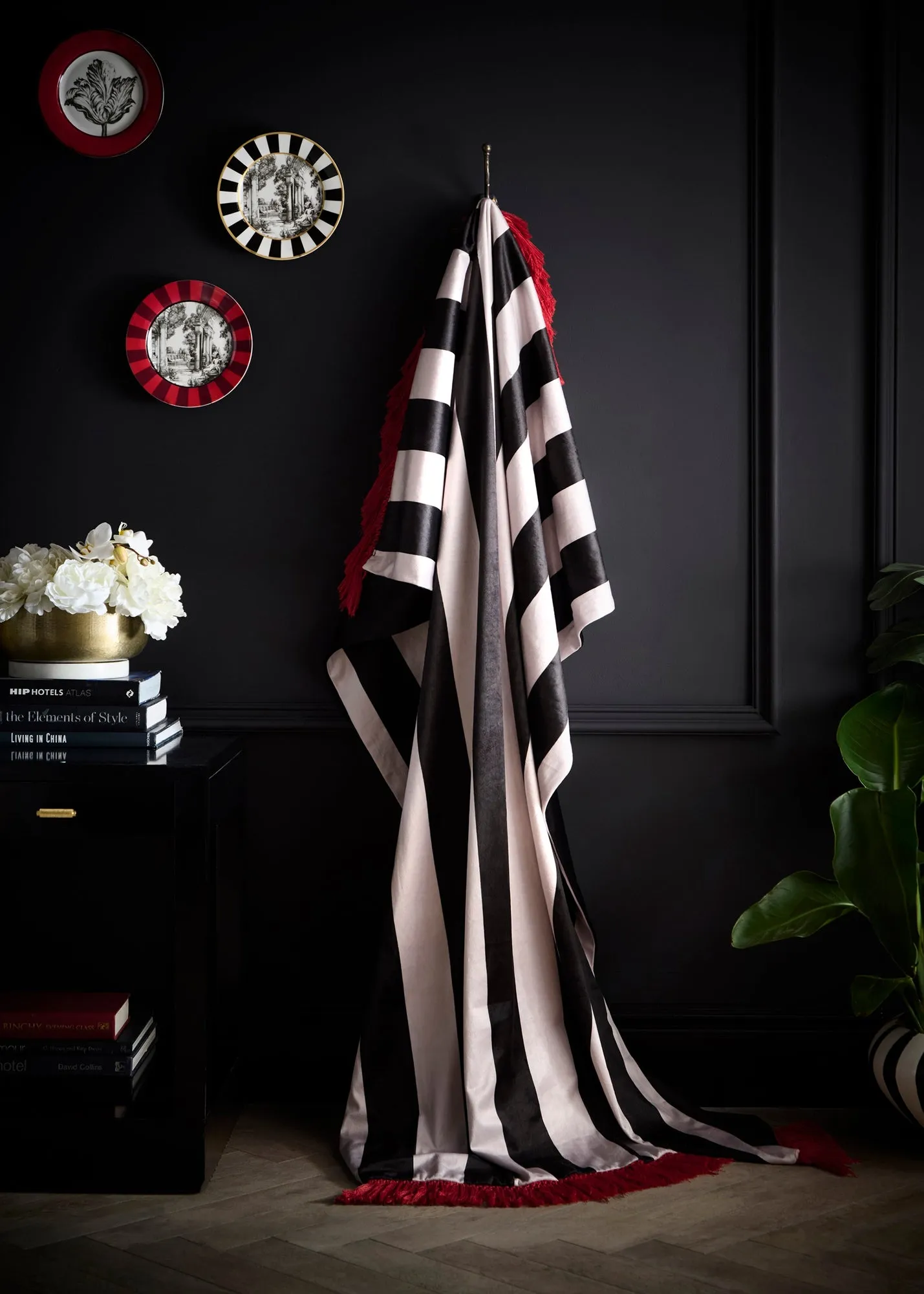 Festivo Stripe Velvet Throw - Black, Polyester product