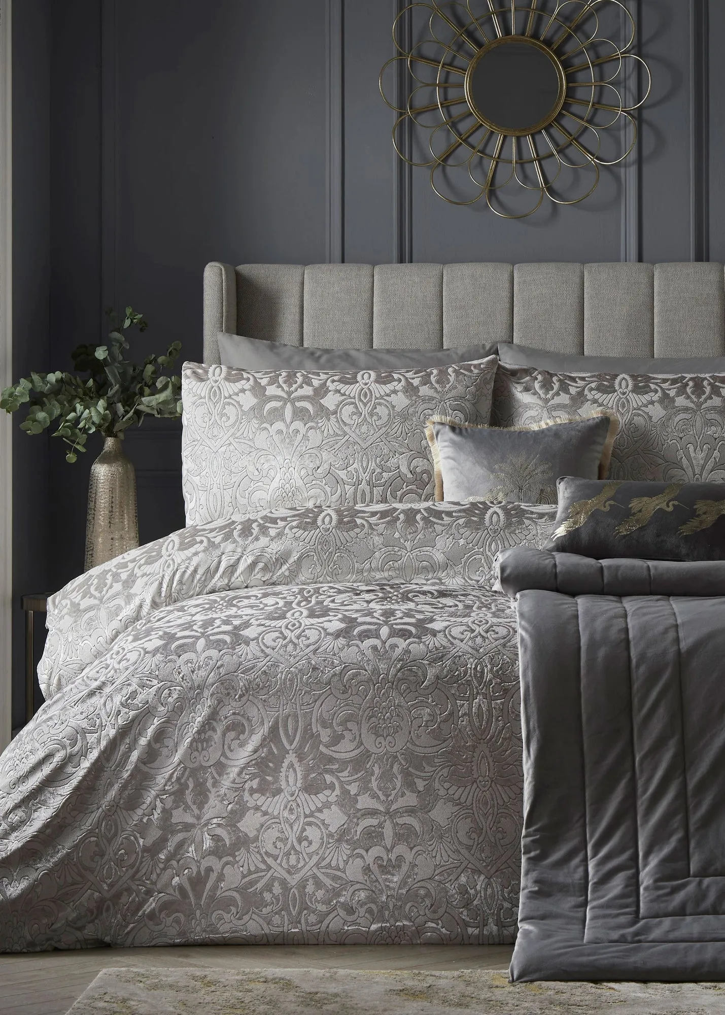 Firenza Velvet Double Duvet Cover Set - Silver product