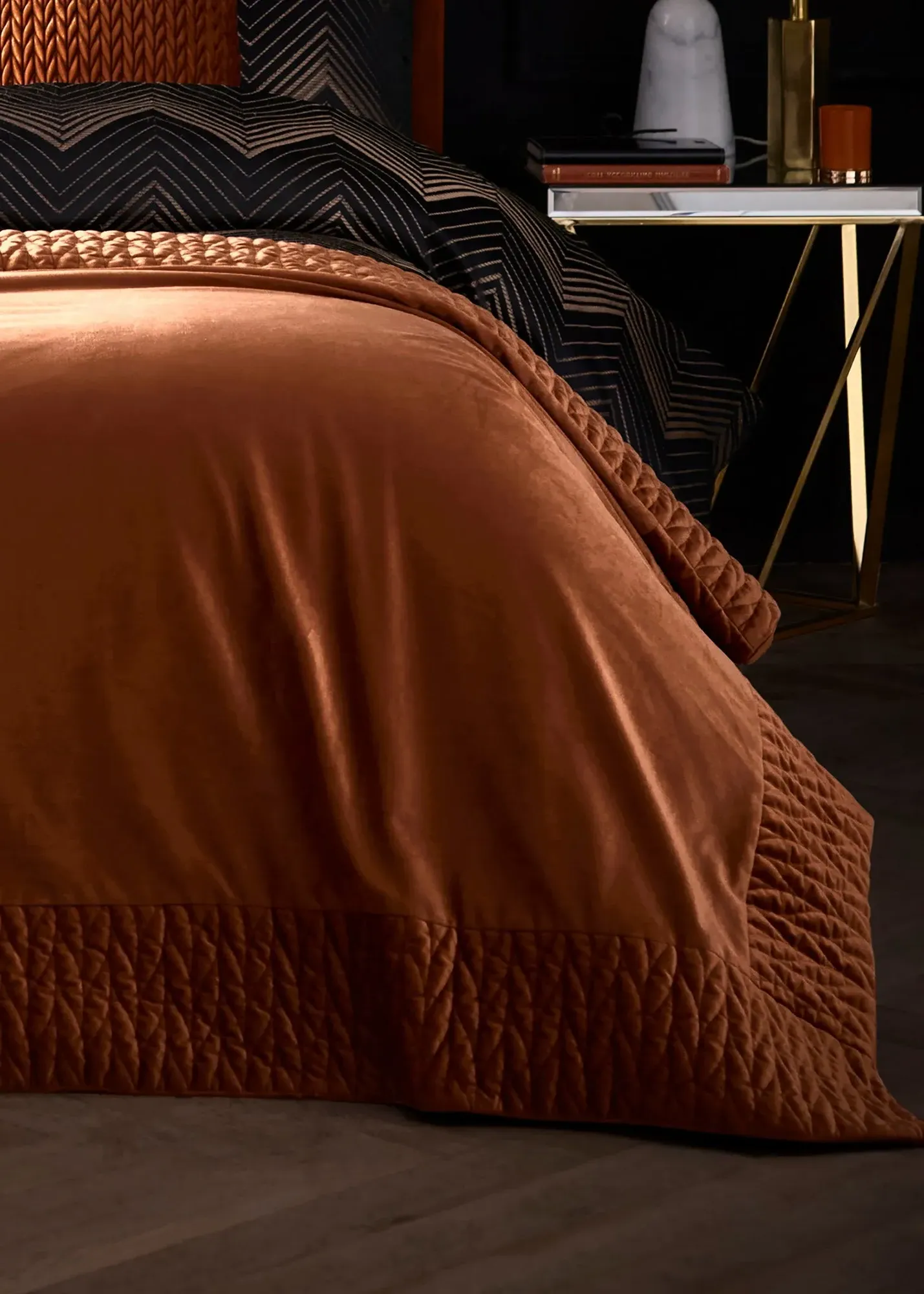 Siena Velvet Bedspread - Brown, Polyester product