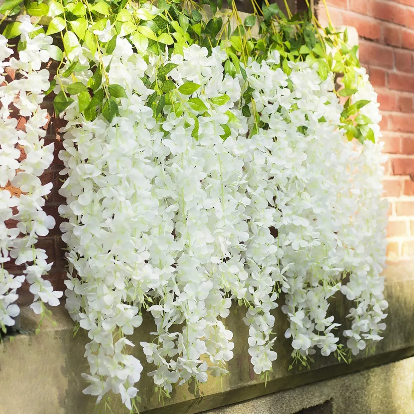 12pcs Artificial Wisteria Hanging Vines - White, Silk product