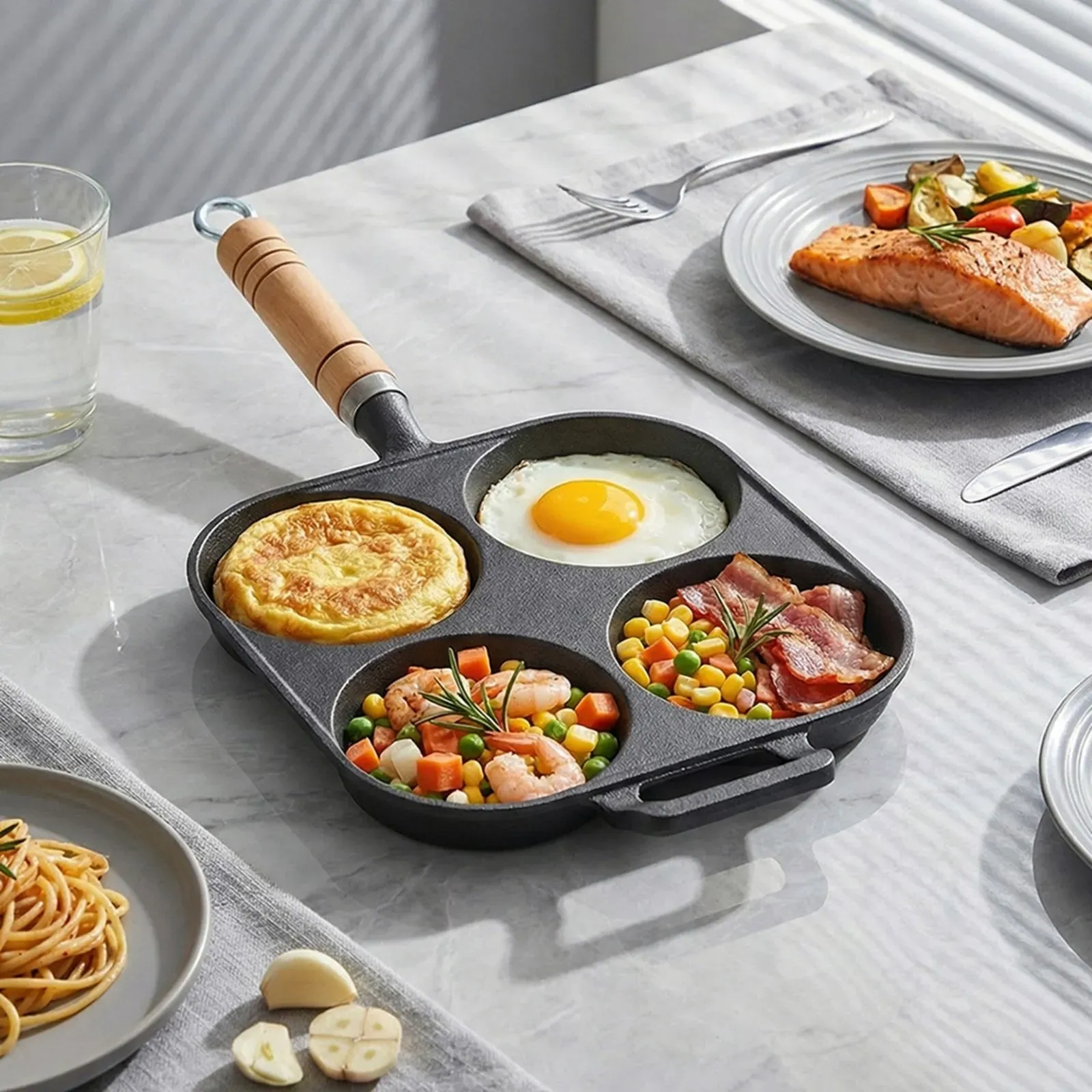 4-Hole Cast Iron Frying Pan - Black product
