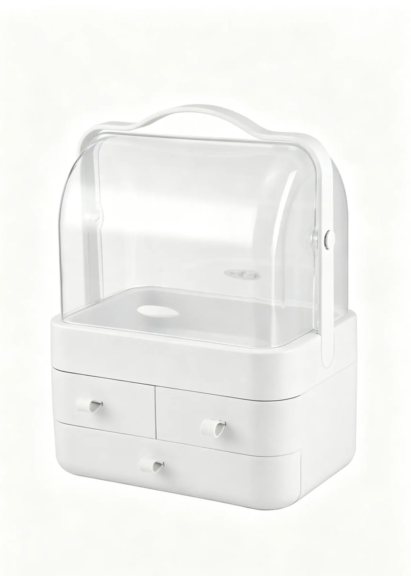 Portable Beauty Storage Box with Drawer - White, Plastic product