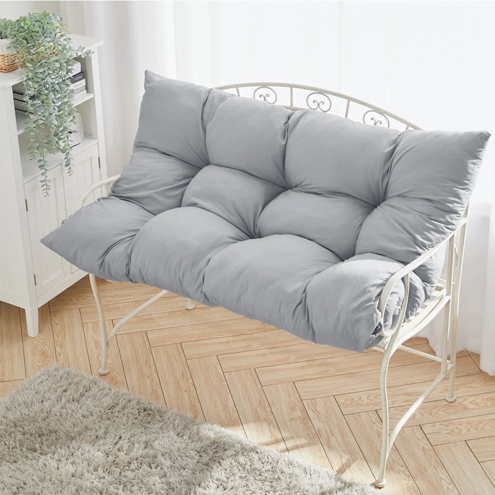 Rectangular Tufted Bench Seat Cushion - Grey, Polyester product