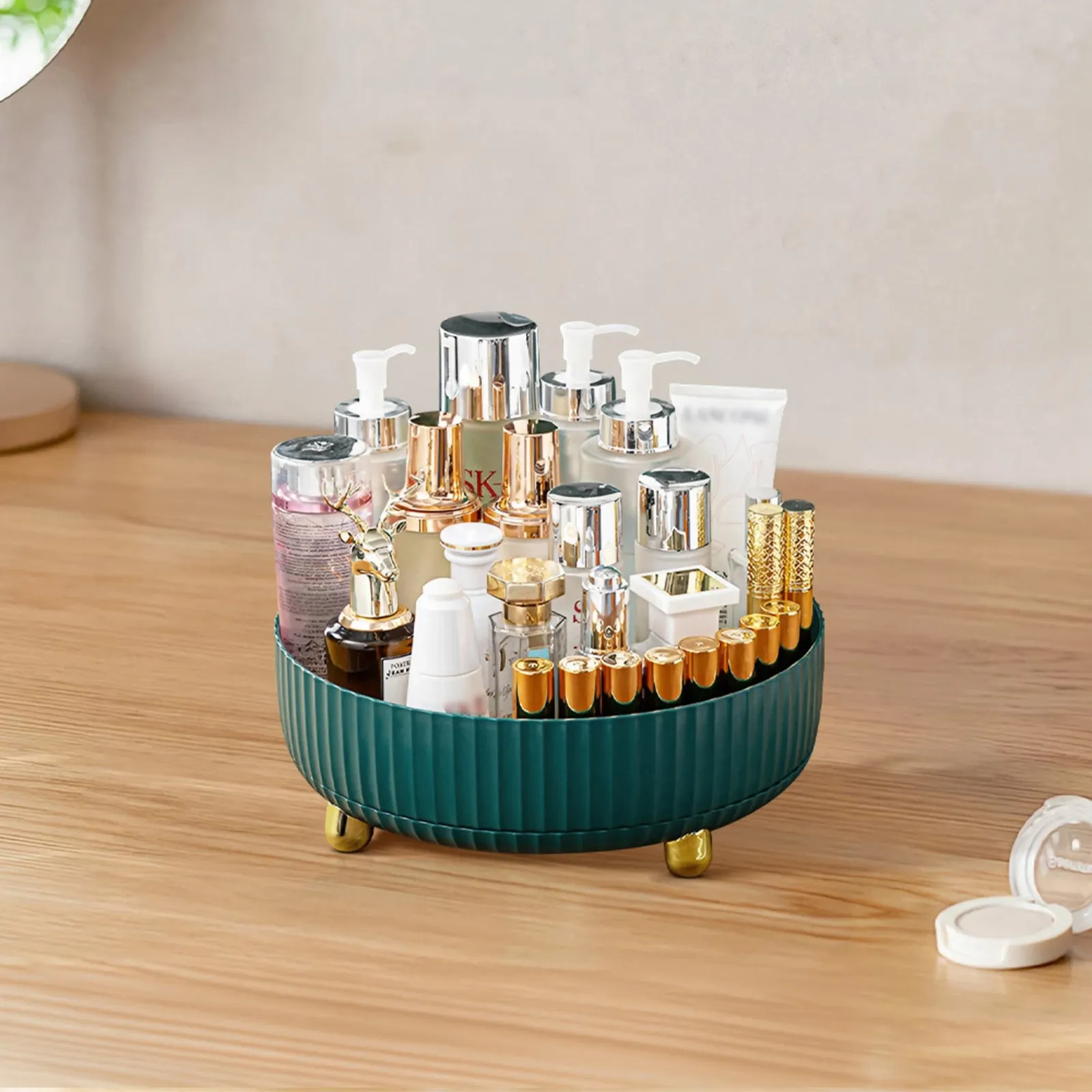 Rotating Round Organiser Tray - Green, Plastic product
