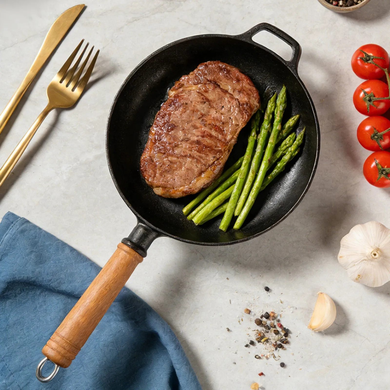 Round Cast Iron Skillet with Removable Handle - Black product