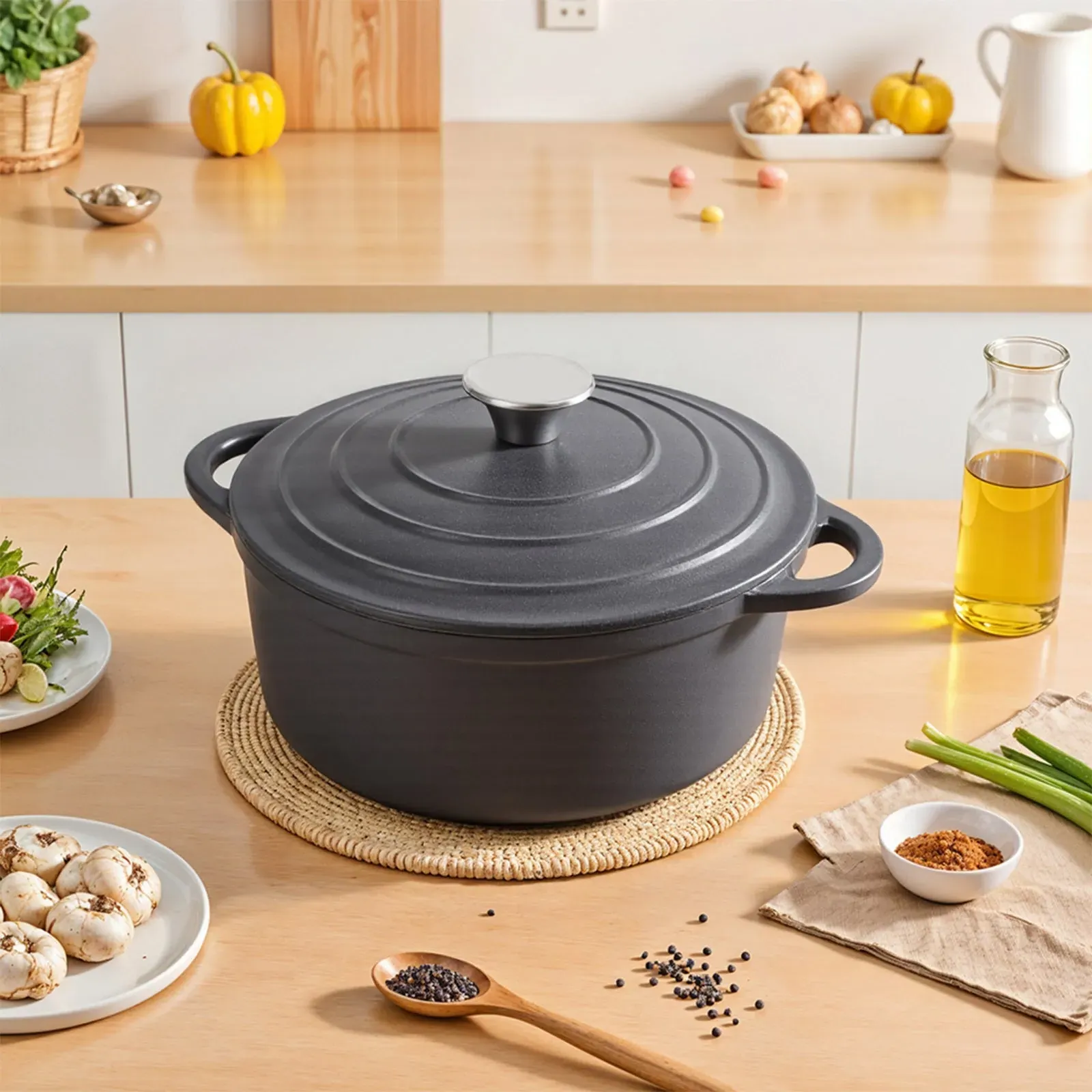 Round Dutch Oven with Lid - Black, Cast Iron product