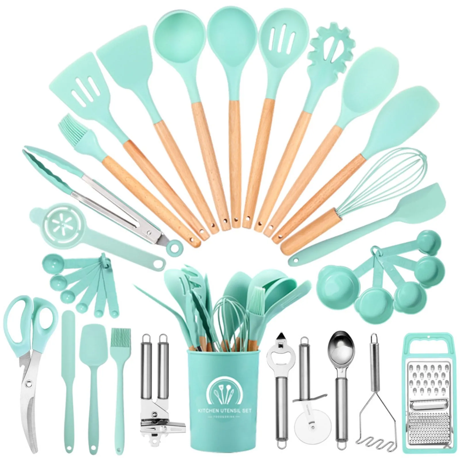 Silicone Kitchen Utensils Set - Green product