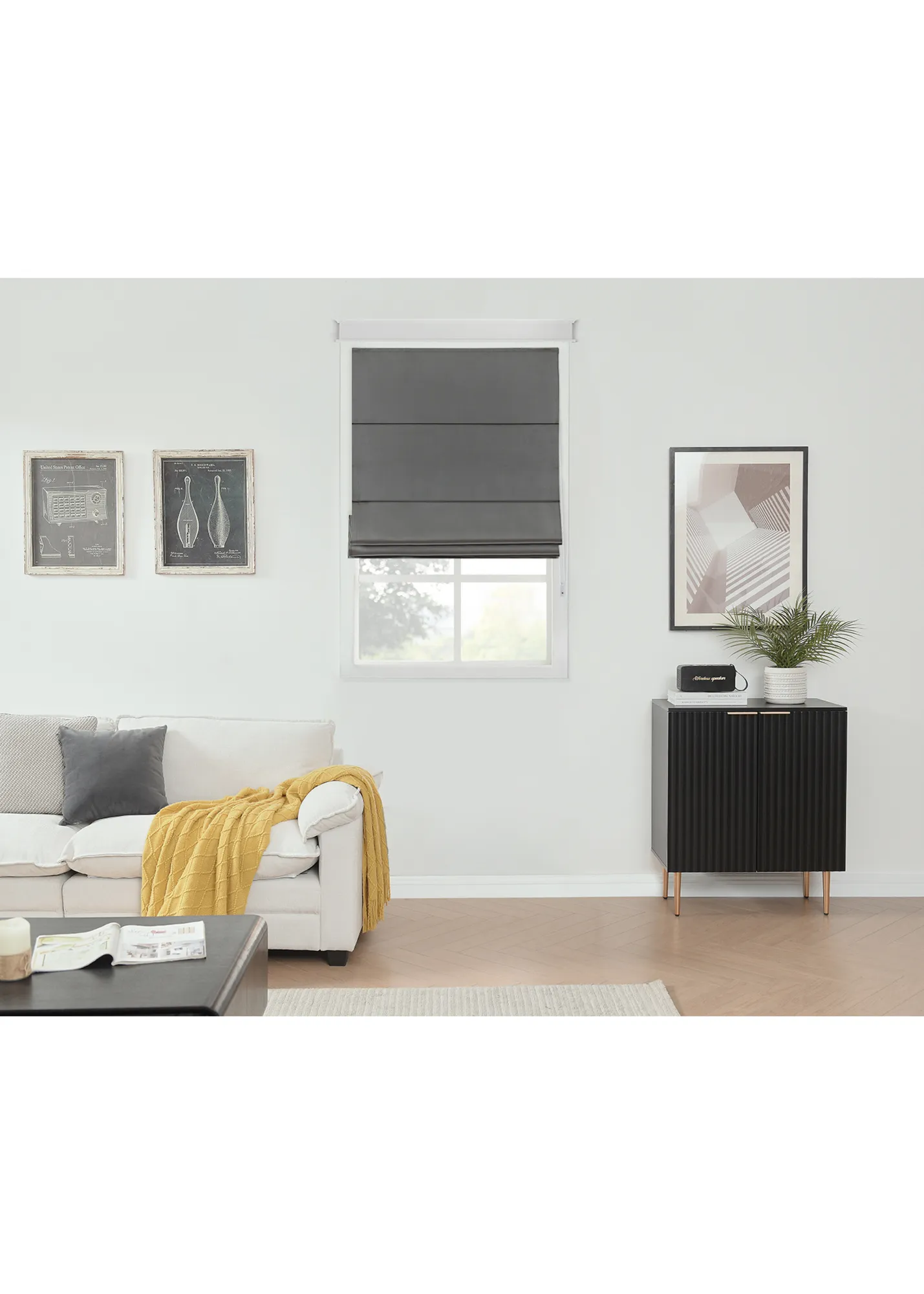 Blackout Roman Blind - Charcoal, Fabric product