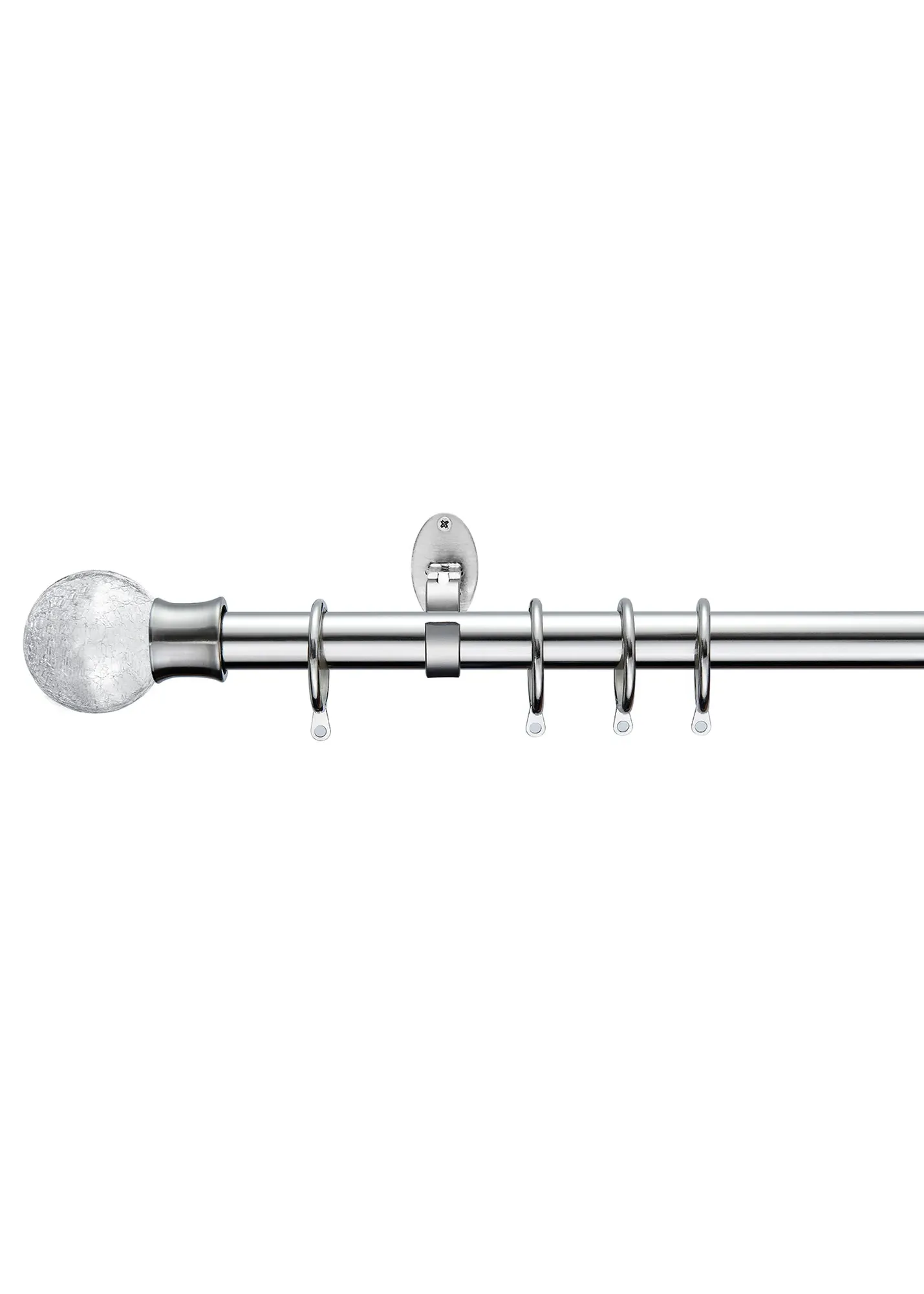 Extendable Crackle Glass Finial Curtain Pole - Black, Metal product