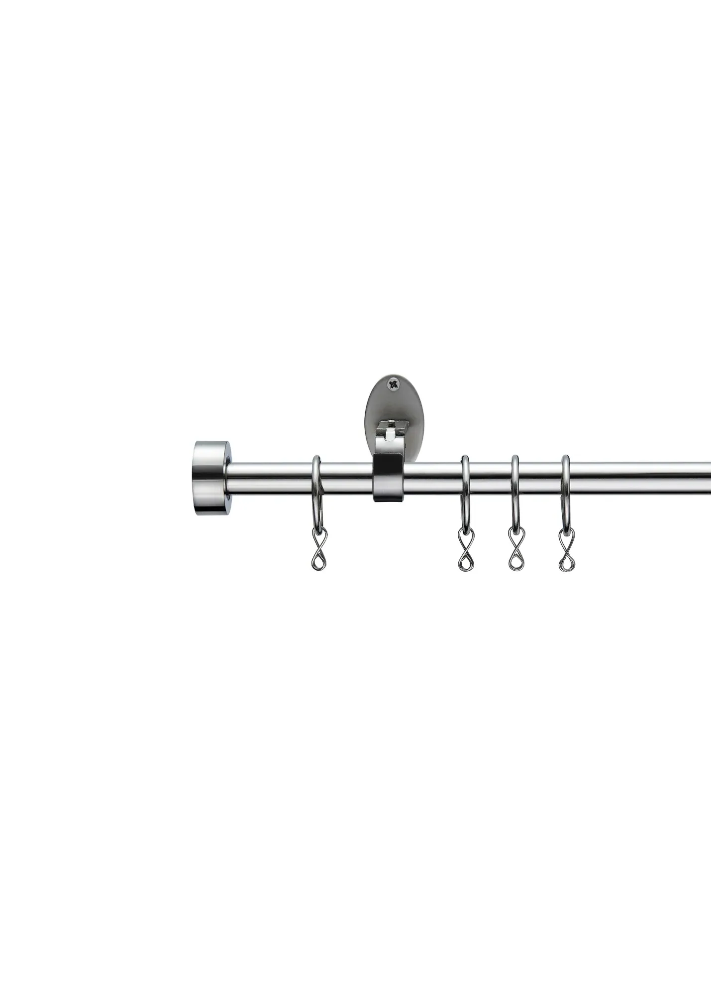Extendable Curtain Pole with Rings and Brackets - Grey, Stainless Steel product