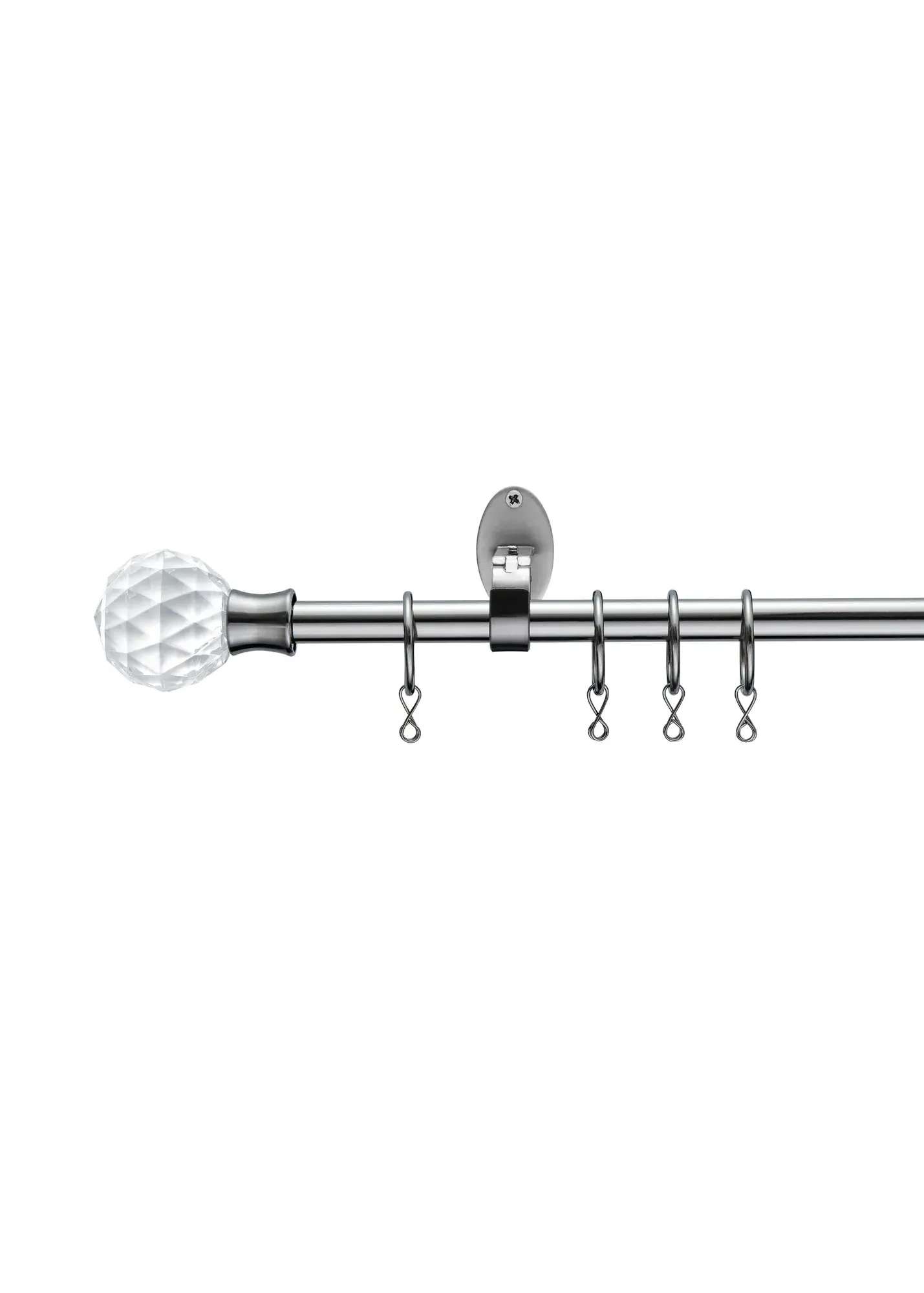 Extendable Faceted Ball Curtain Pole 70-120cm - Black, Stainless Steel product