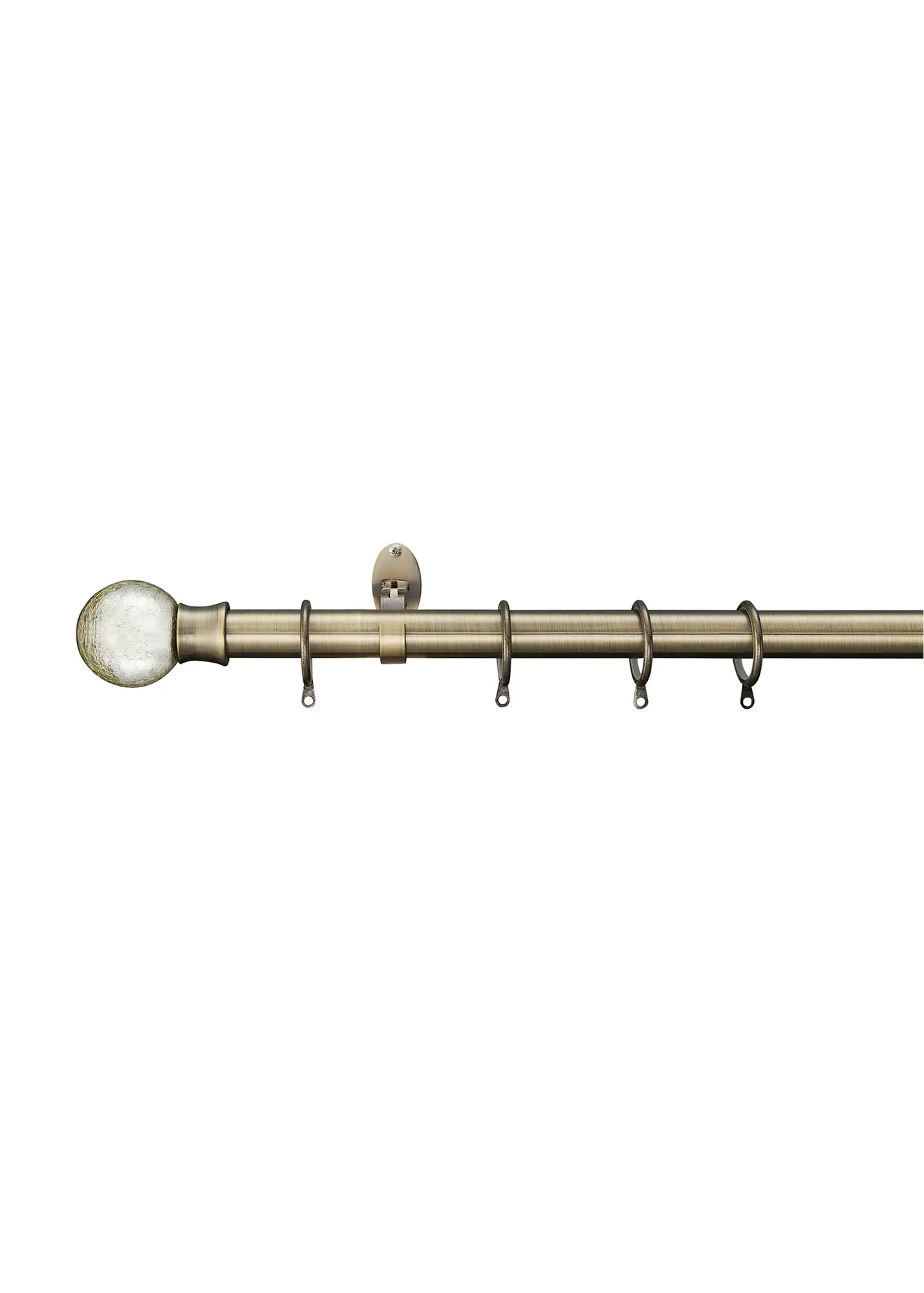 Extendable Metallic Crackle Glass Ball Curtain Pole - Antique Brass, Metal product