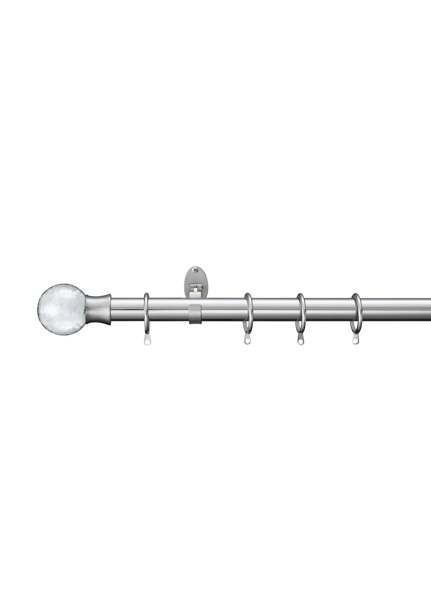 Extendable Metallic Crackle Glass Ball Curtain Pole - Grey, Stainless Steel product