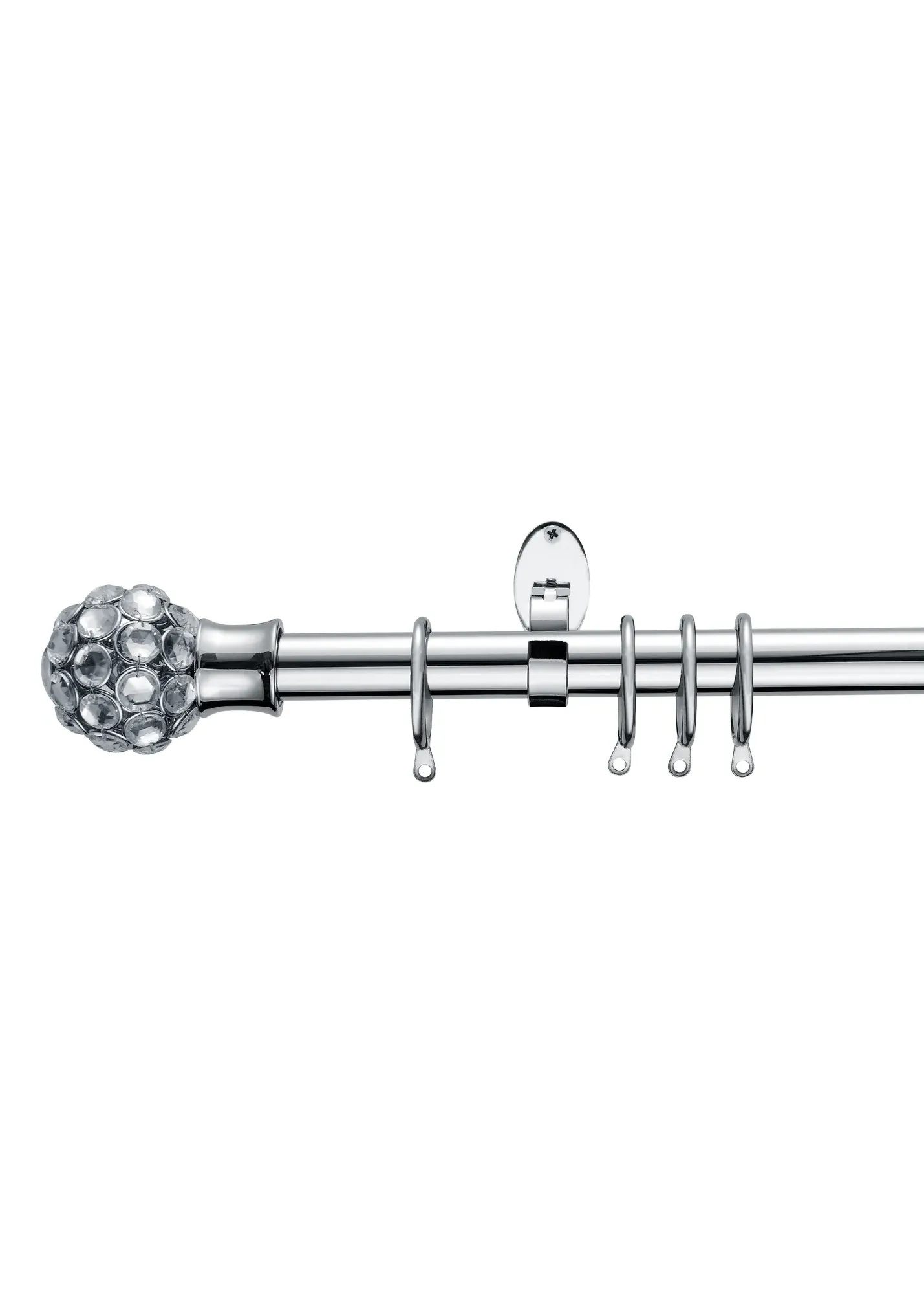 Jewelled Ball Extendable Curtain Pole - Black, Metal product