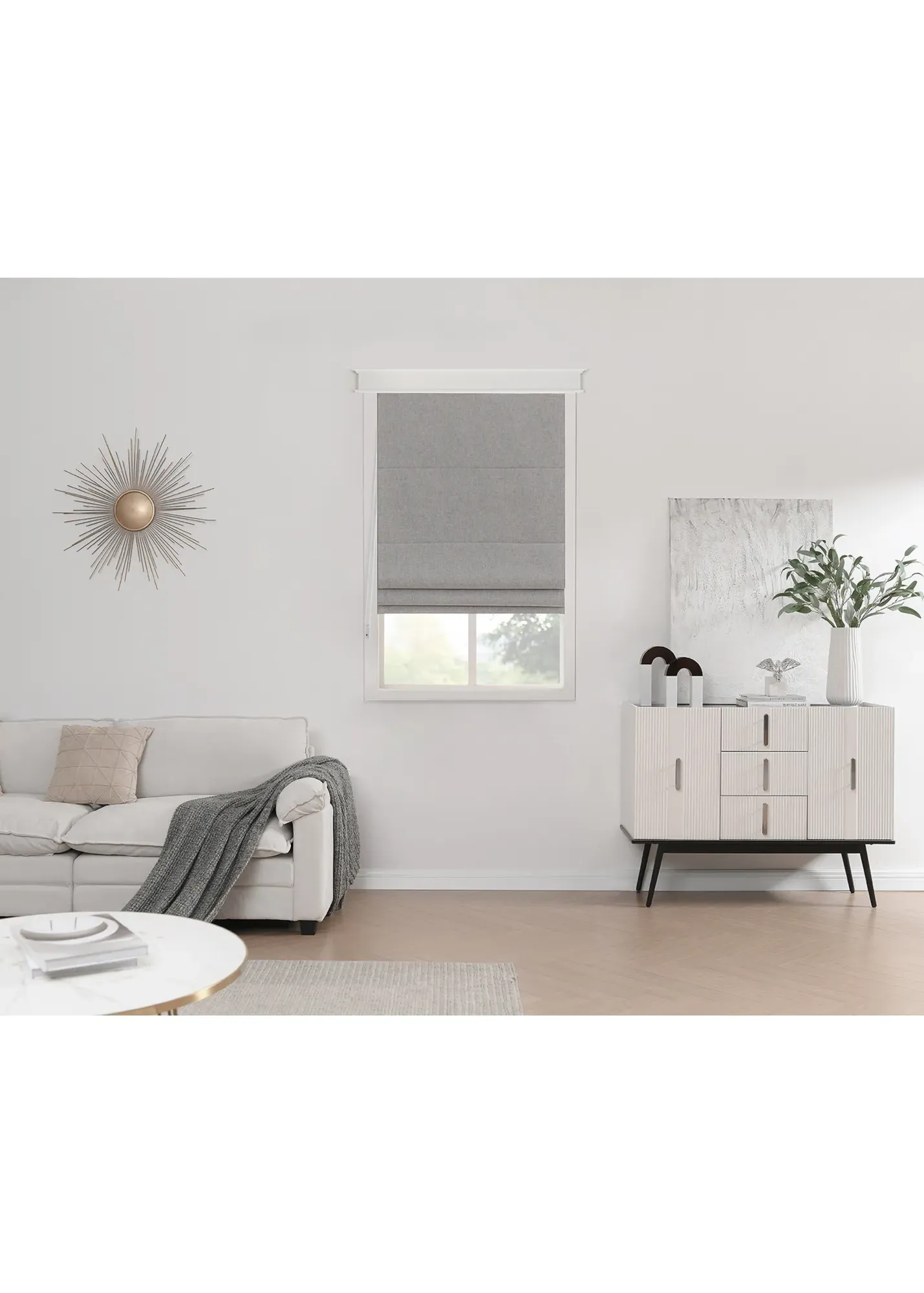 Linen Look Blackout Roman Blind - Grey, Fabric product