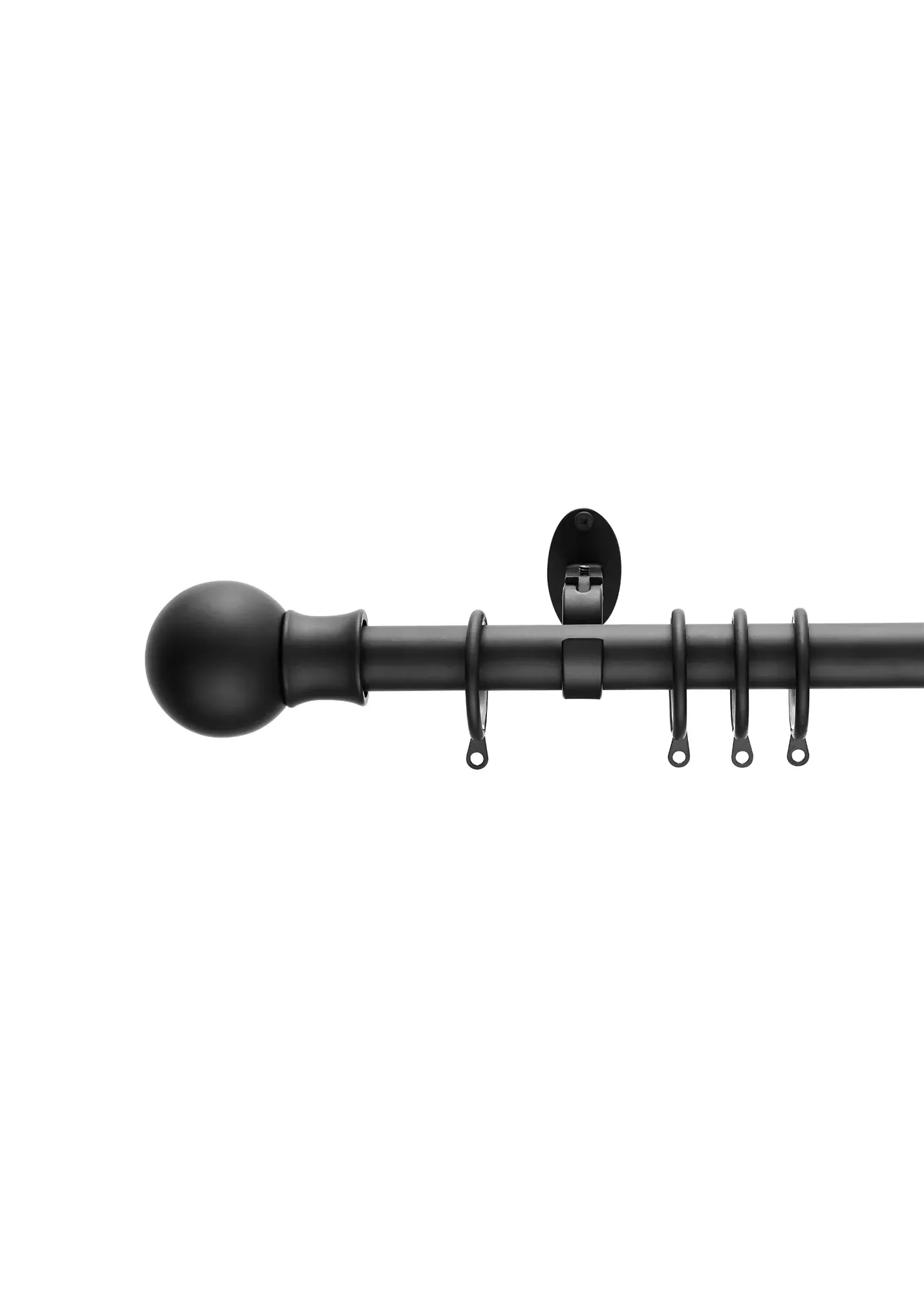 Matt Extendable Ball Curtain Pole 70-120cm - Black, Metal product