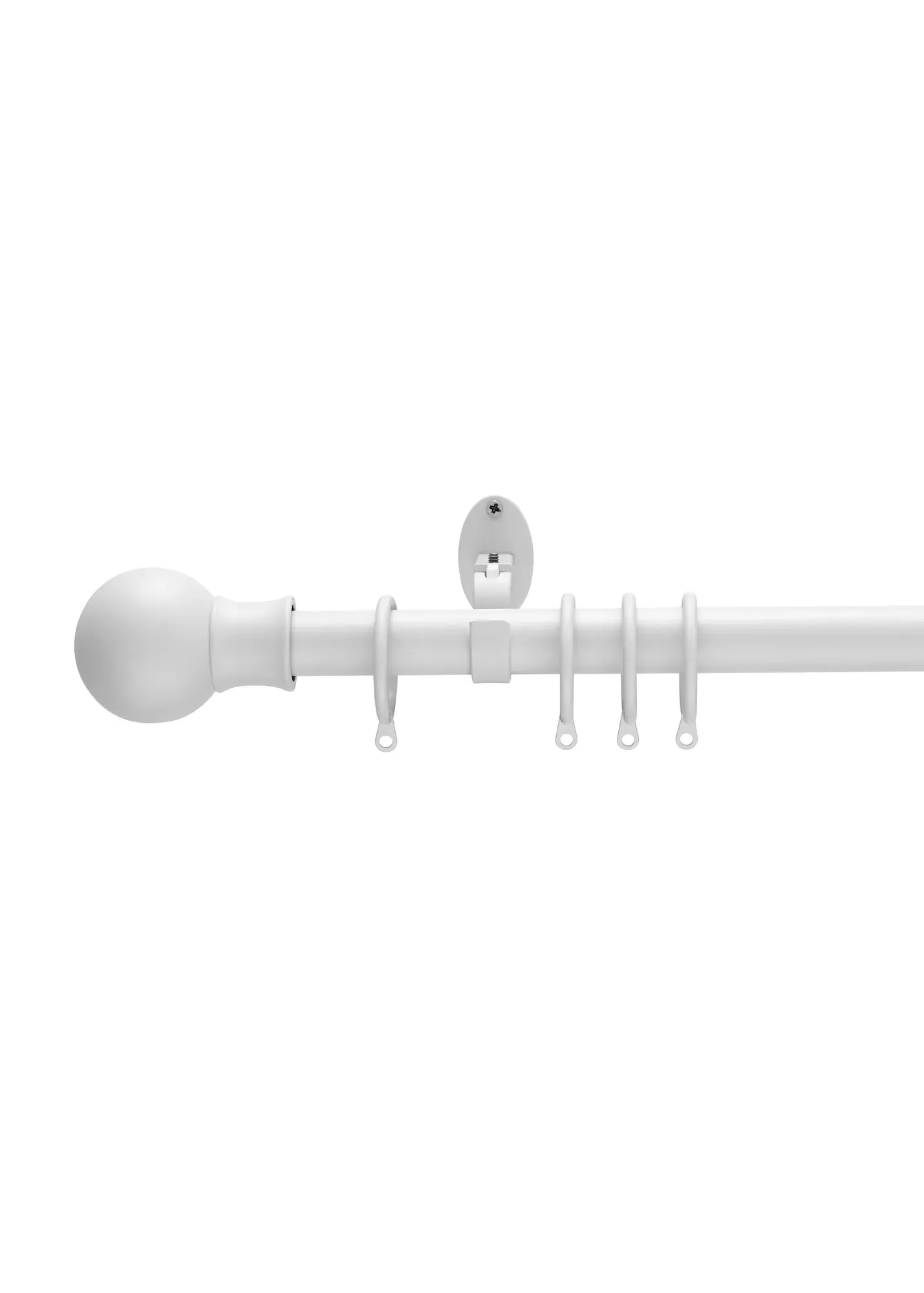 Matt Extendable Ball Curtain Pole 70-120cm - White, Metal product