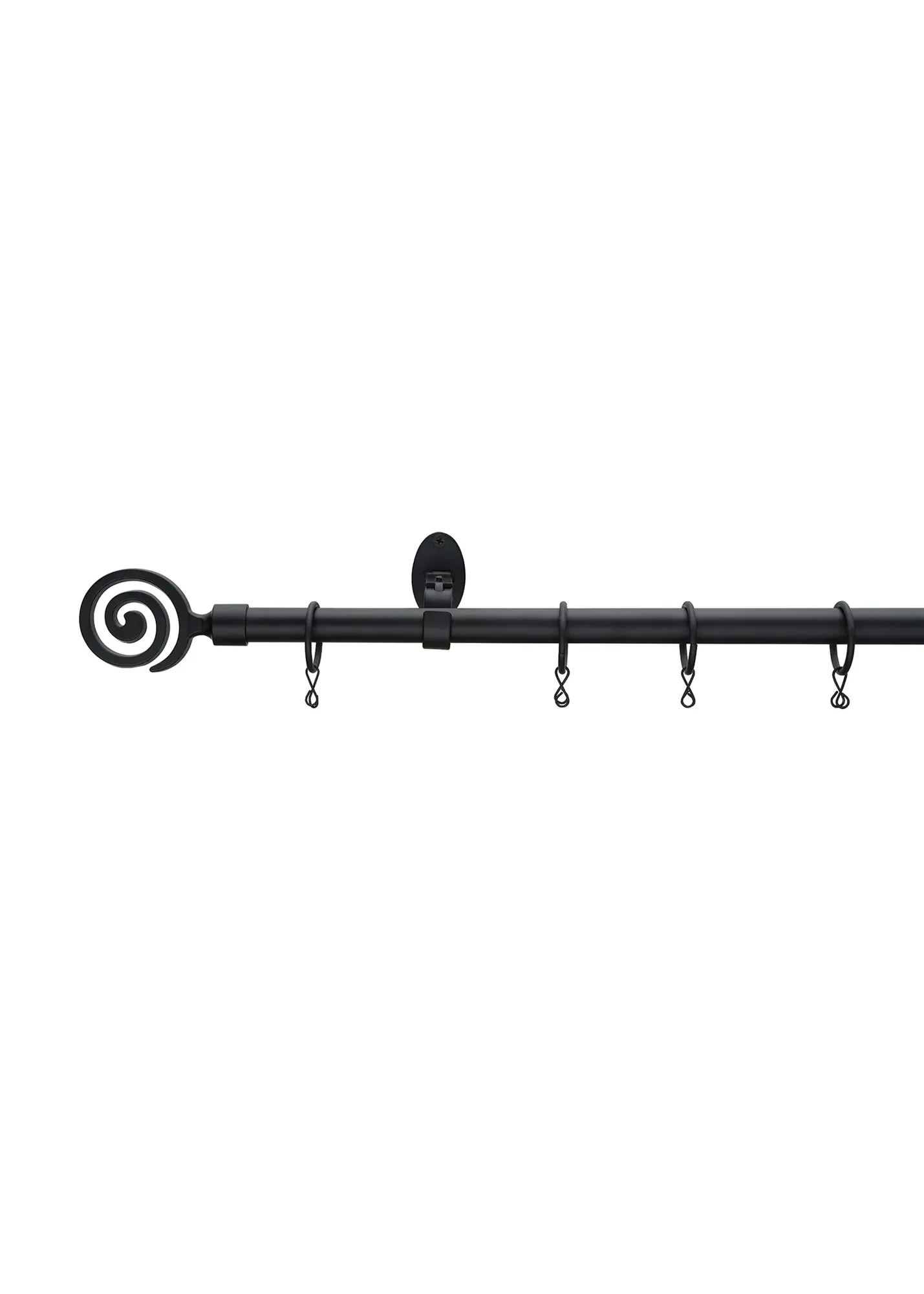 Swirl Extendable Curtain Pole 70-120cm - Black, Metal product