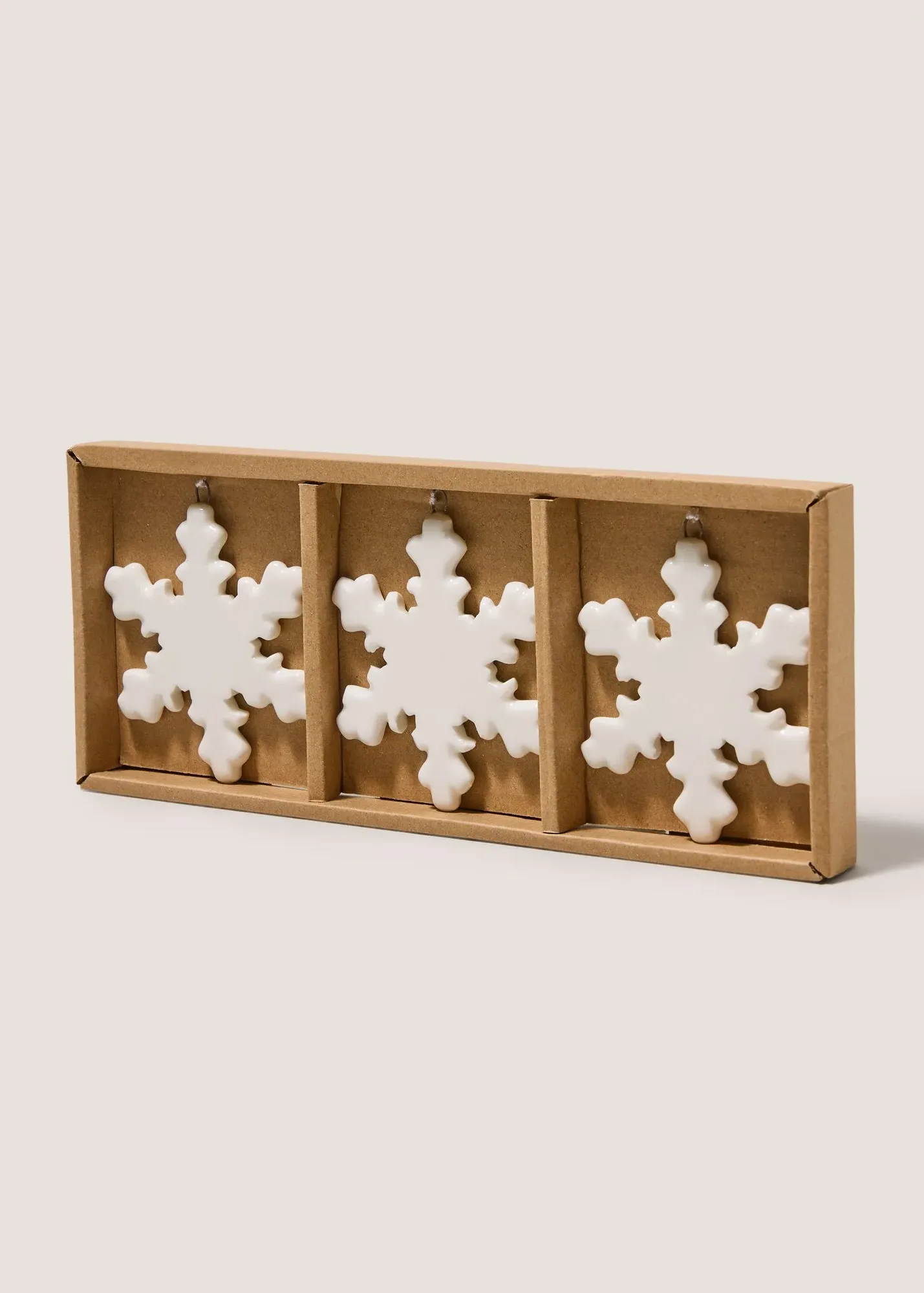 3 Pack Ceramic Snowflake Decorations - White product