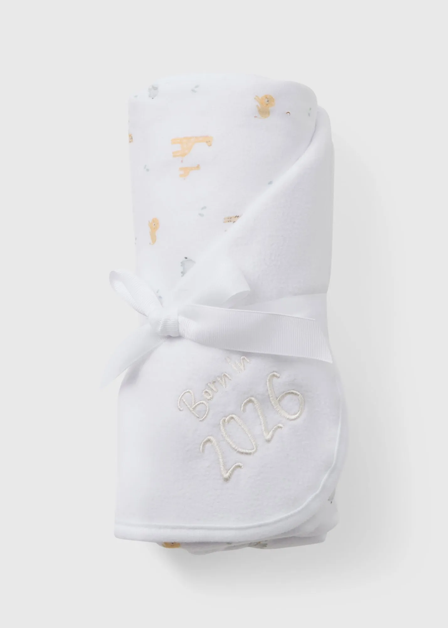 Born In 2026 Baby Blanket - White, Polyester product