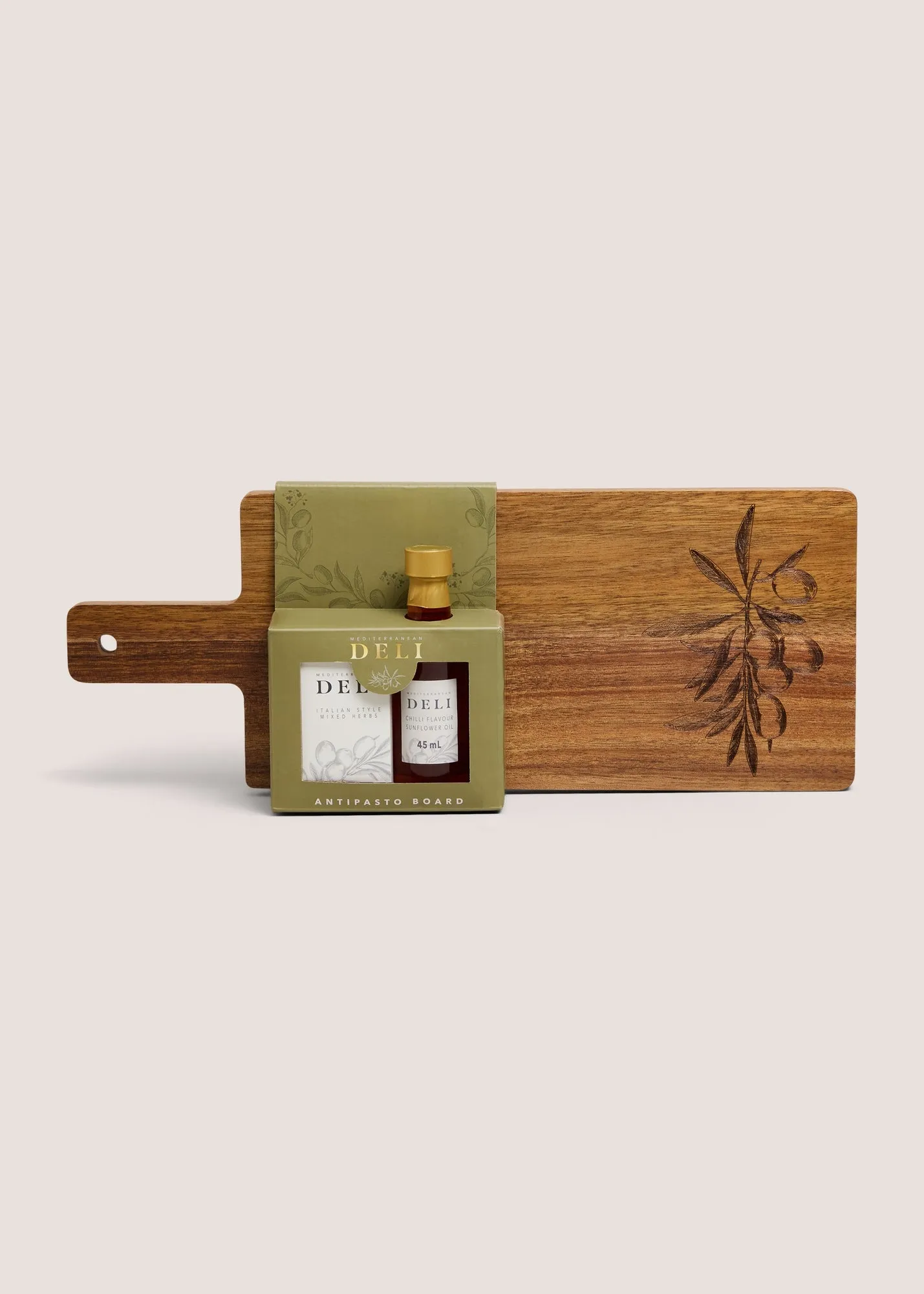 Deli Antipasto Wooden Serving Board with Handle - Brown product