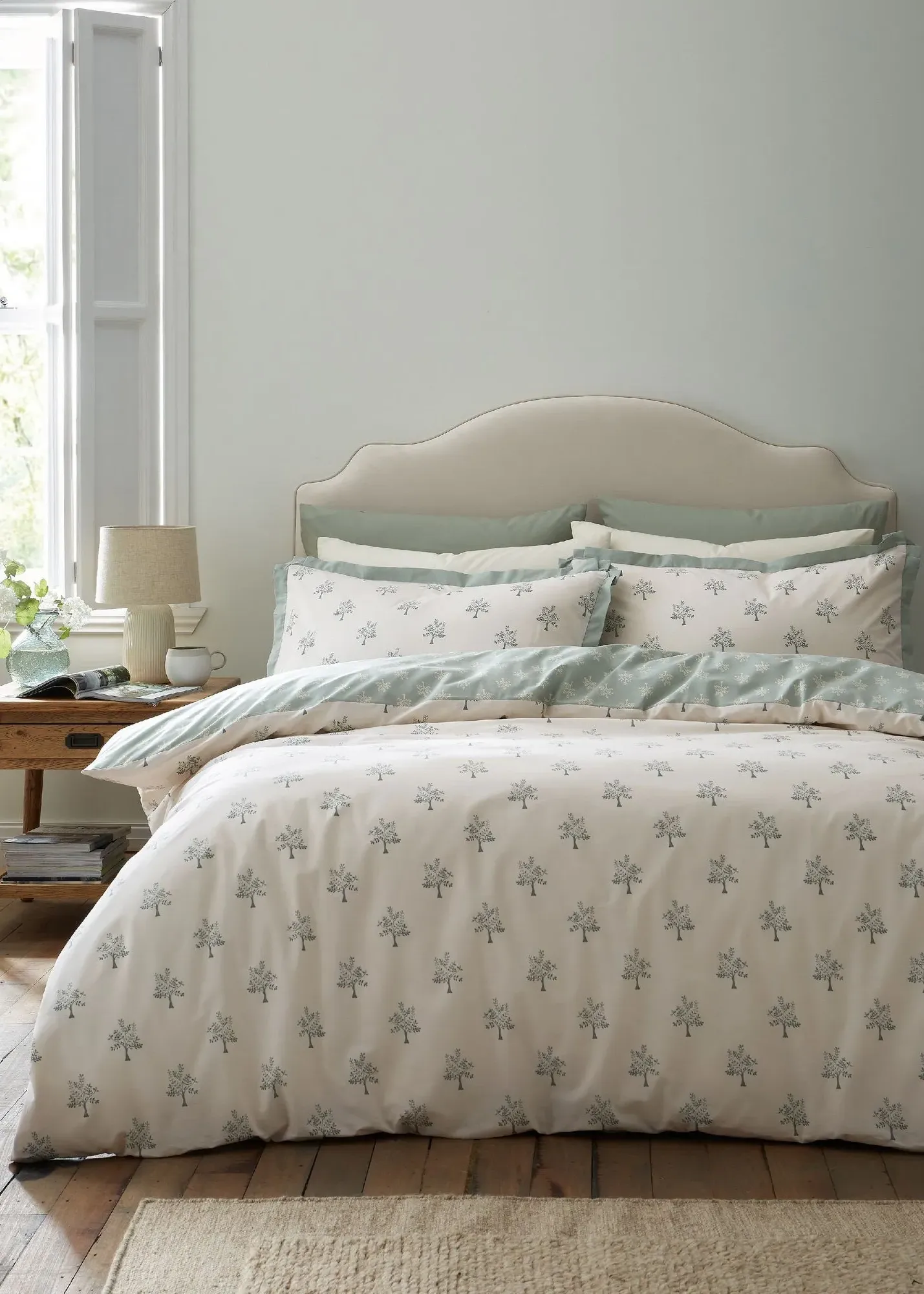 Emily Bond Dapplewood Trees Double Duvet Cover Set - Cream, Cotton product