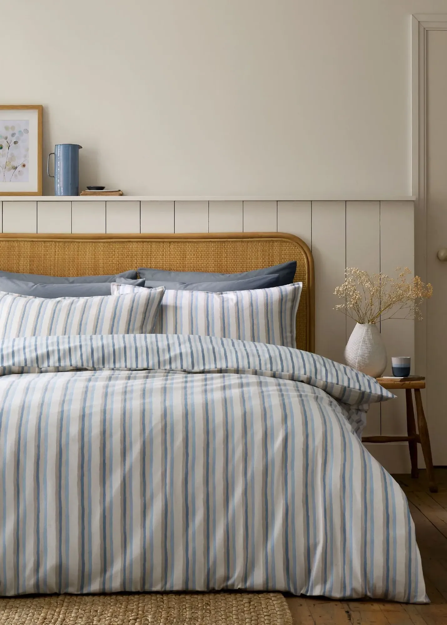 Emily Bond Somerset Stripe Single Duvet Cover Set - Blue, Cotton product