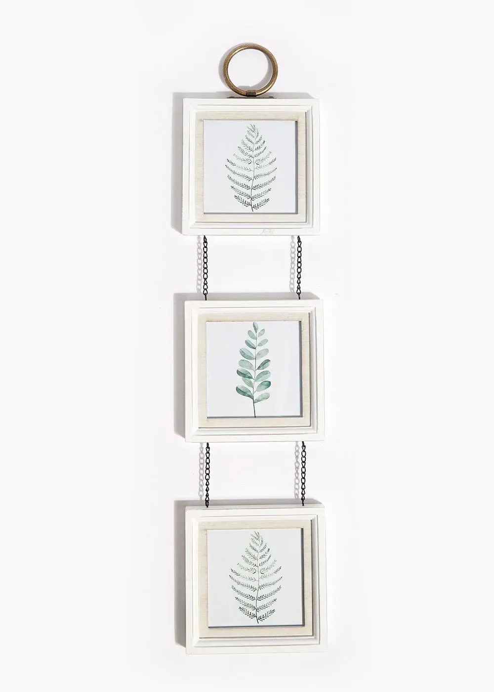 Hanging Triple Aperture Photo Frame - White, Wood Effect product
