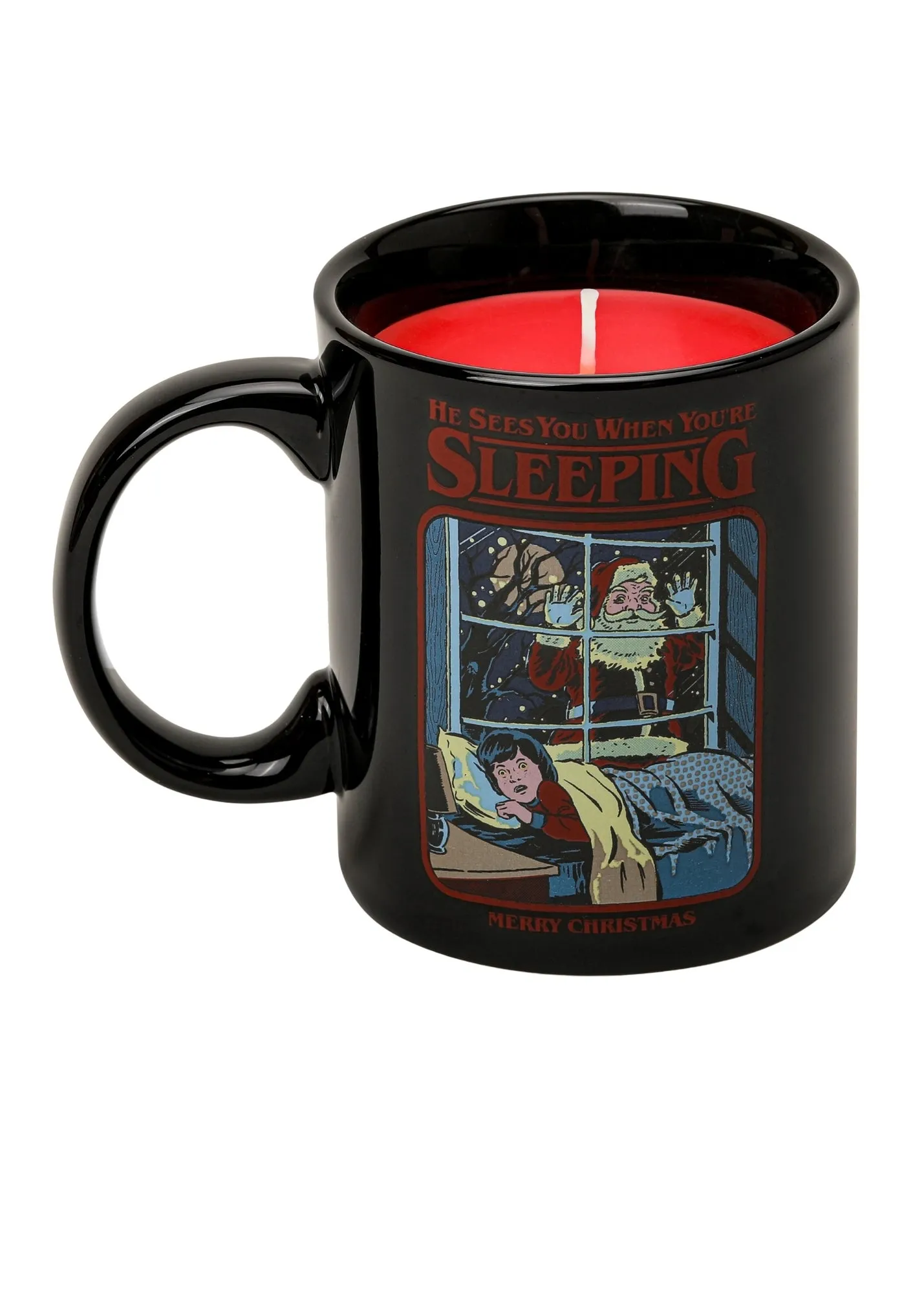 He Sees You When You're Sleeping Mug Scented Candle - Black, Ceramic product