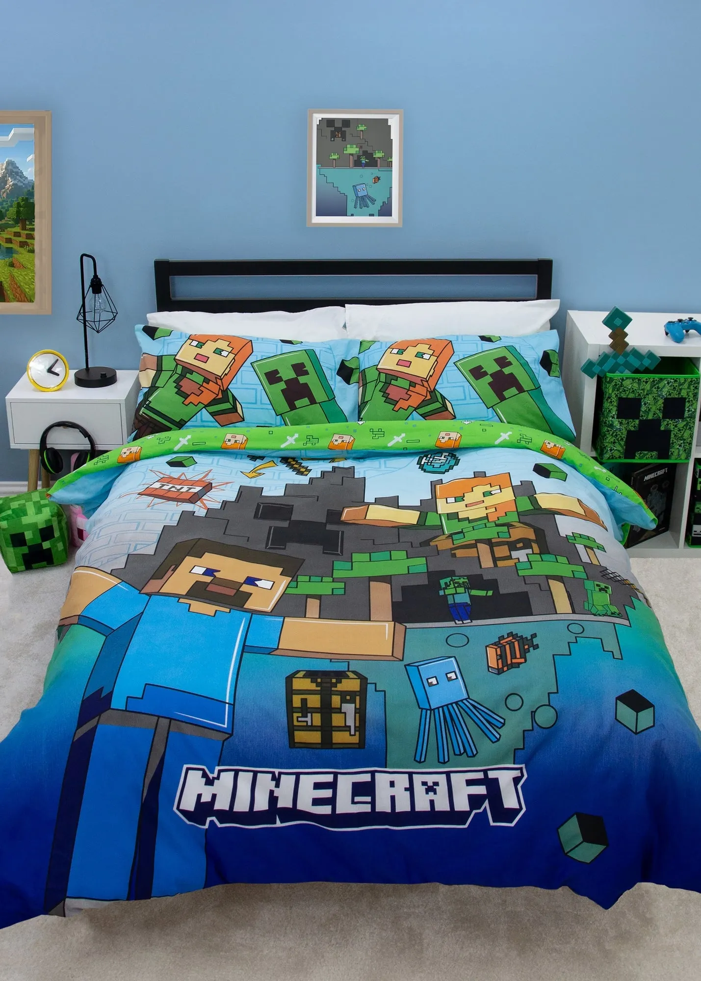 Minecraft Levels Panel Single Duvet Cover - Green product