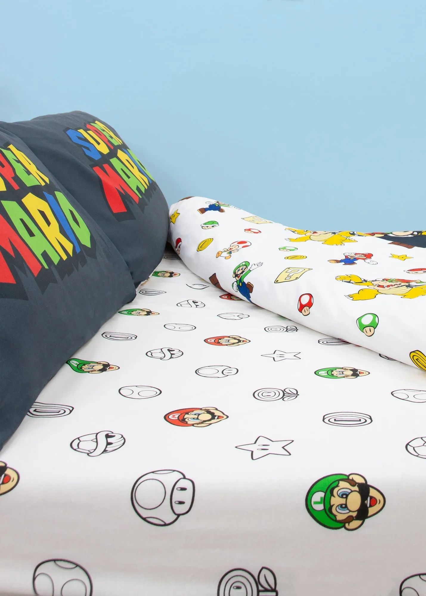 Nintendo Double Fitted Sheet - White, Polycotton product