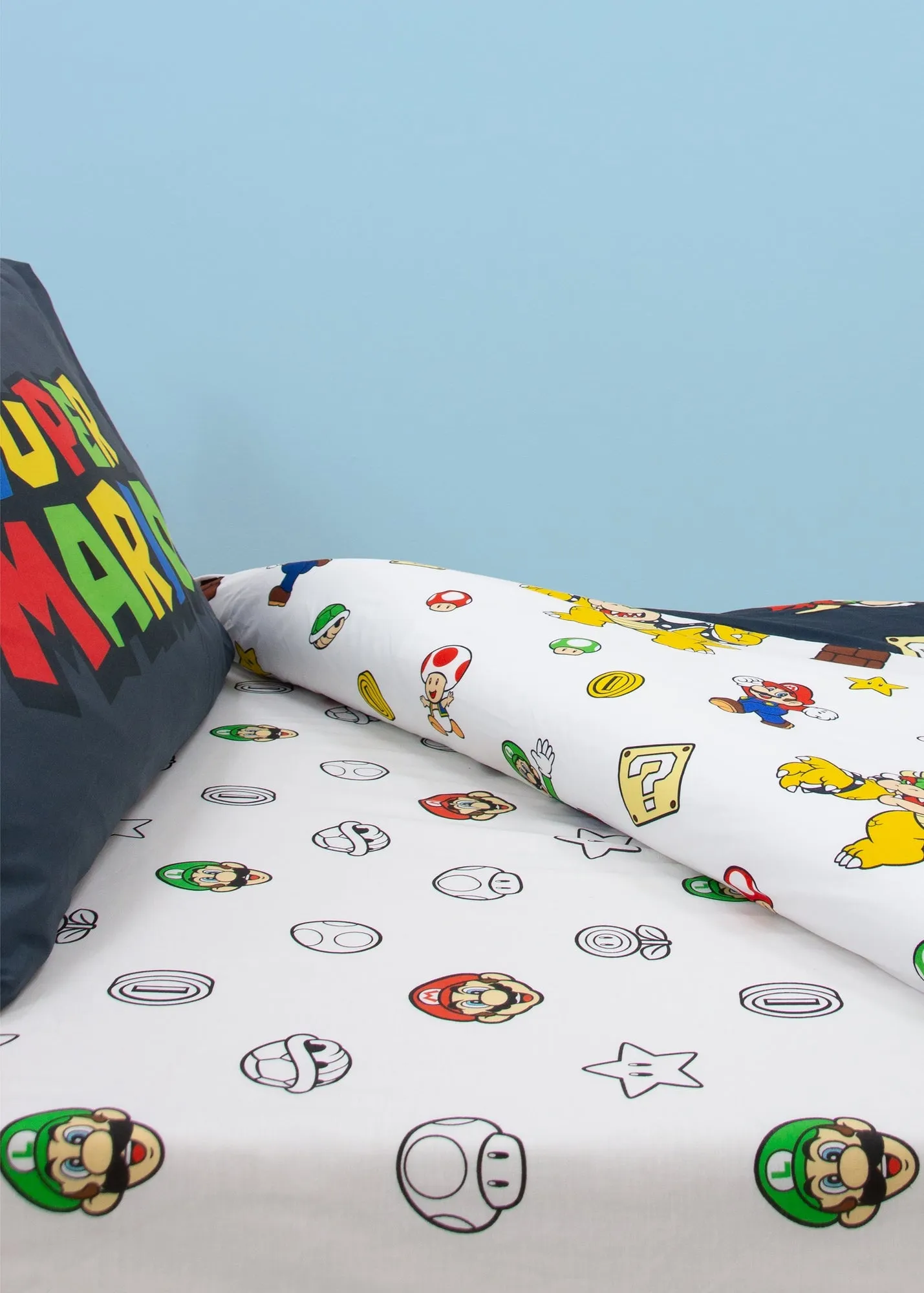 Nintendo Super Mario Single Fitted Sheet - White, Polycotton product