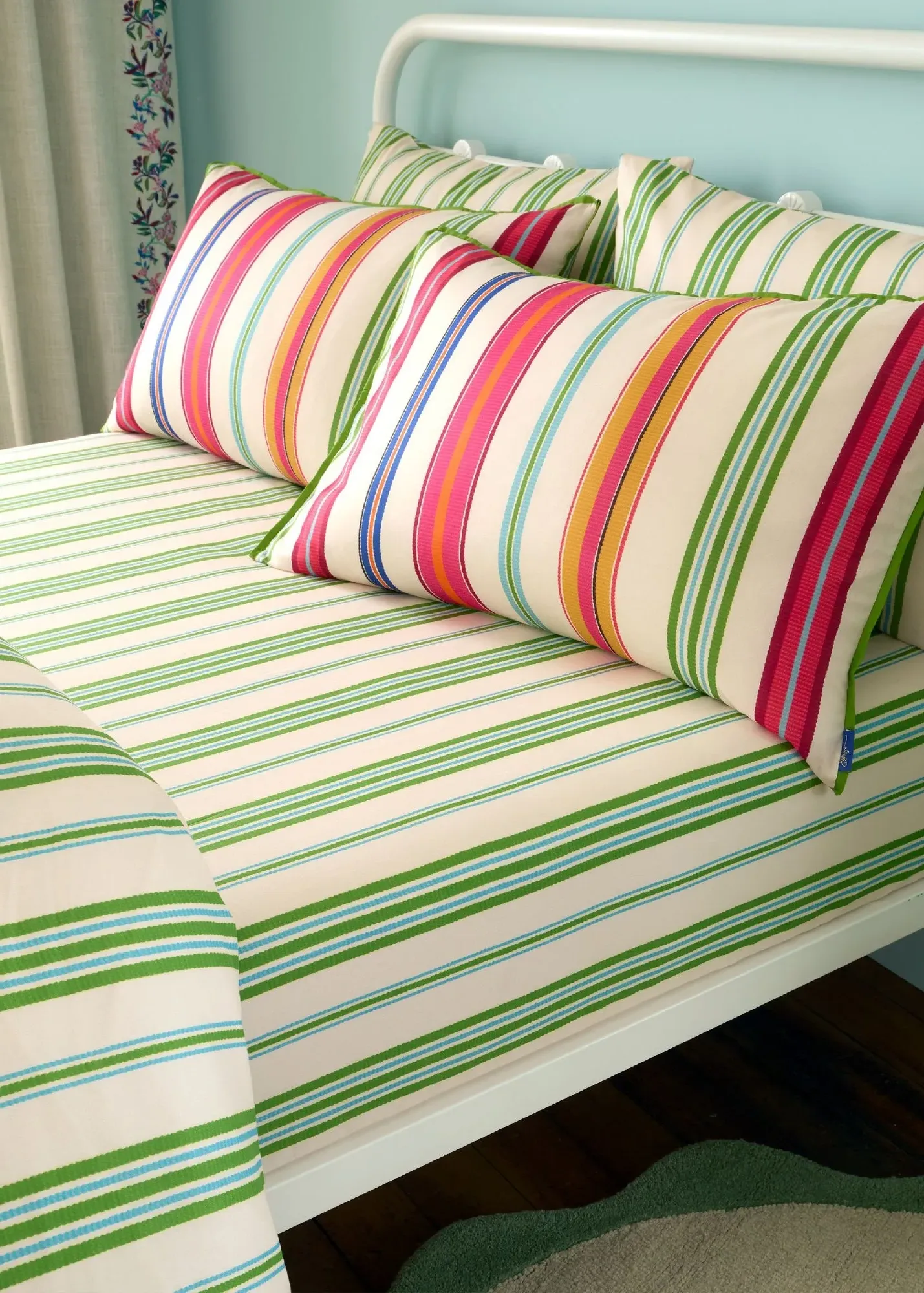 Sophie Robinson Sophie Stripe Single Fitted Sheet - Green, Cotton product