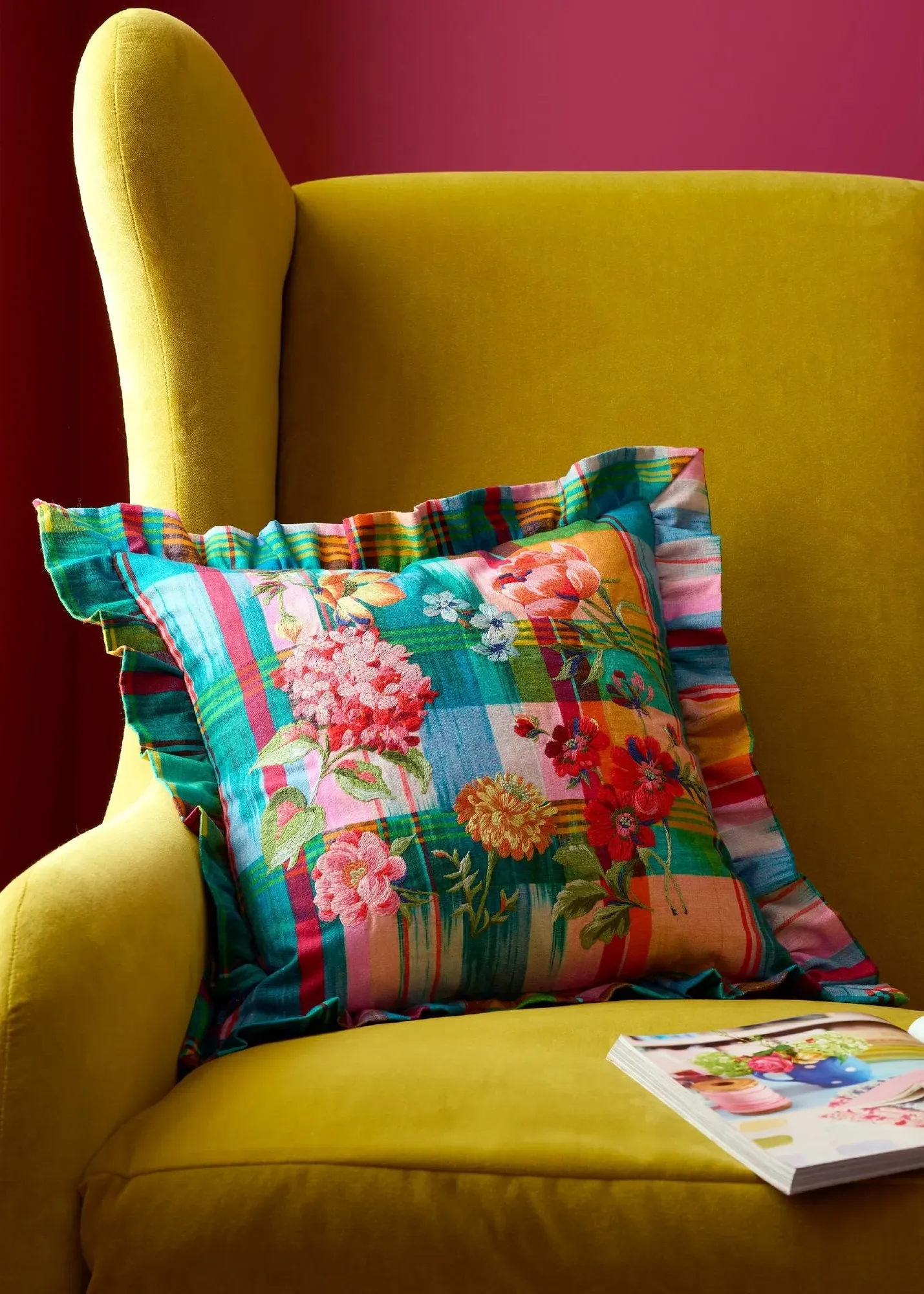 Sophie Robinson Wanderweave Ikat Check Filled Cushion - Multi product