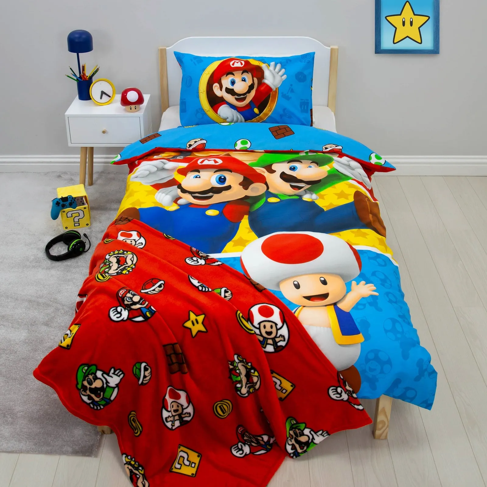 Super Mario Single Duvet Set - Blue, Polycotton product