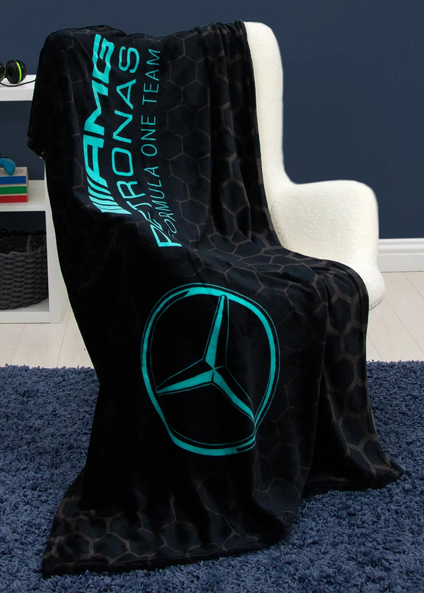 Mercedes AMG Petronas F1 Fleece Throw - Black, Polyester product